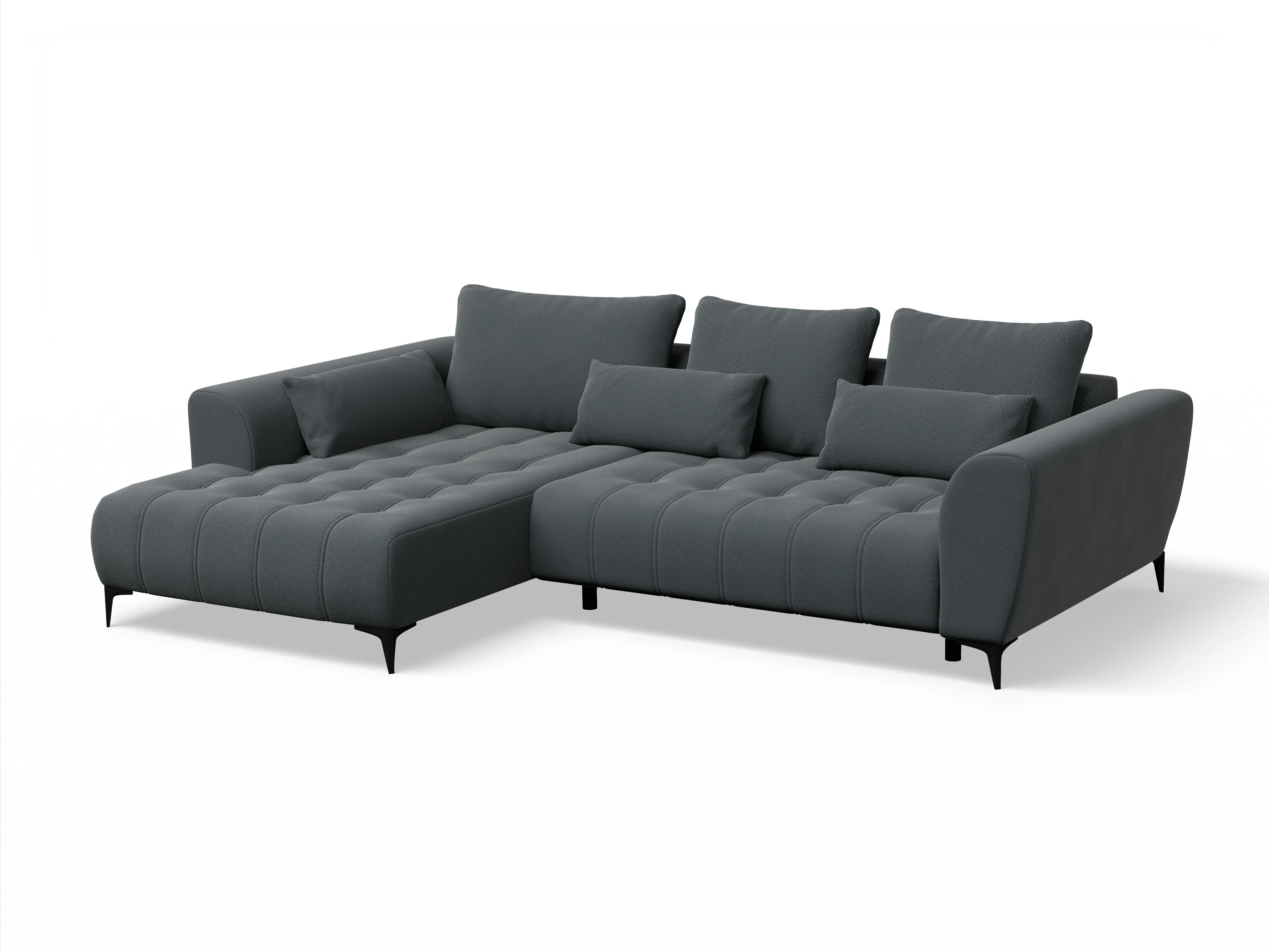 Ansicht des Produktes Granada-O Ecksofa links Abschluss offen in Stoff Grau