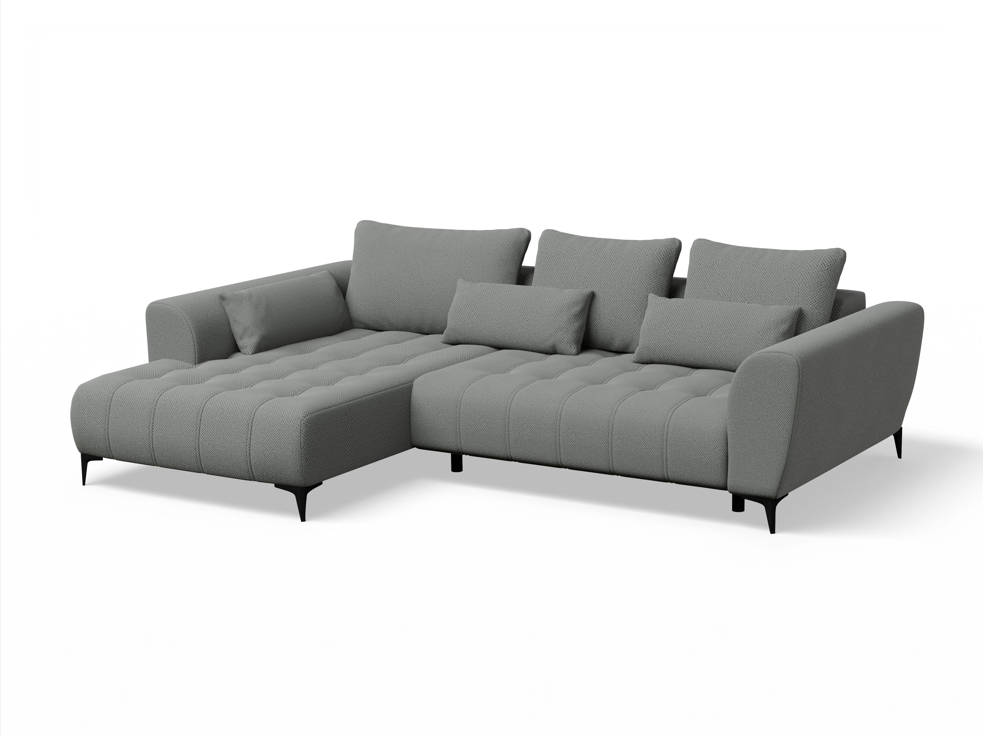 Ansicht des Produktes Granada-O Ecksofa links Abschluss offen in Stoff Grau
