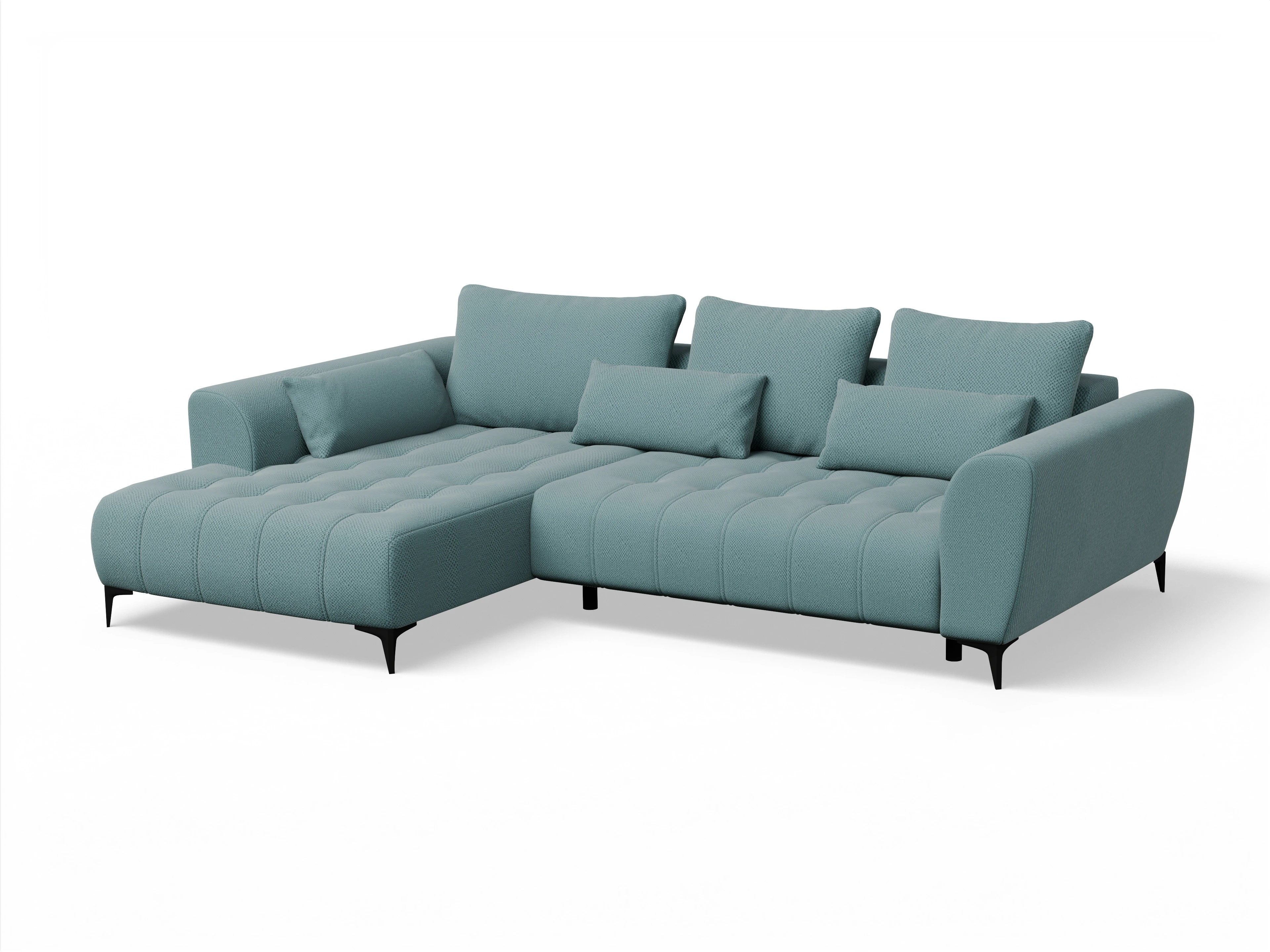 Ansicht des Produktes Granada-O Ecksofa links Abschluss offen in Stoff Blau