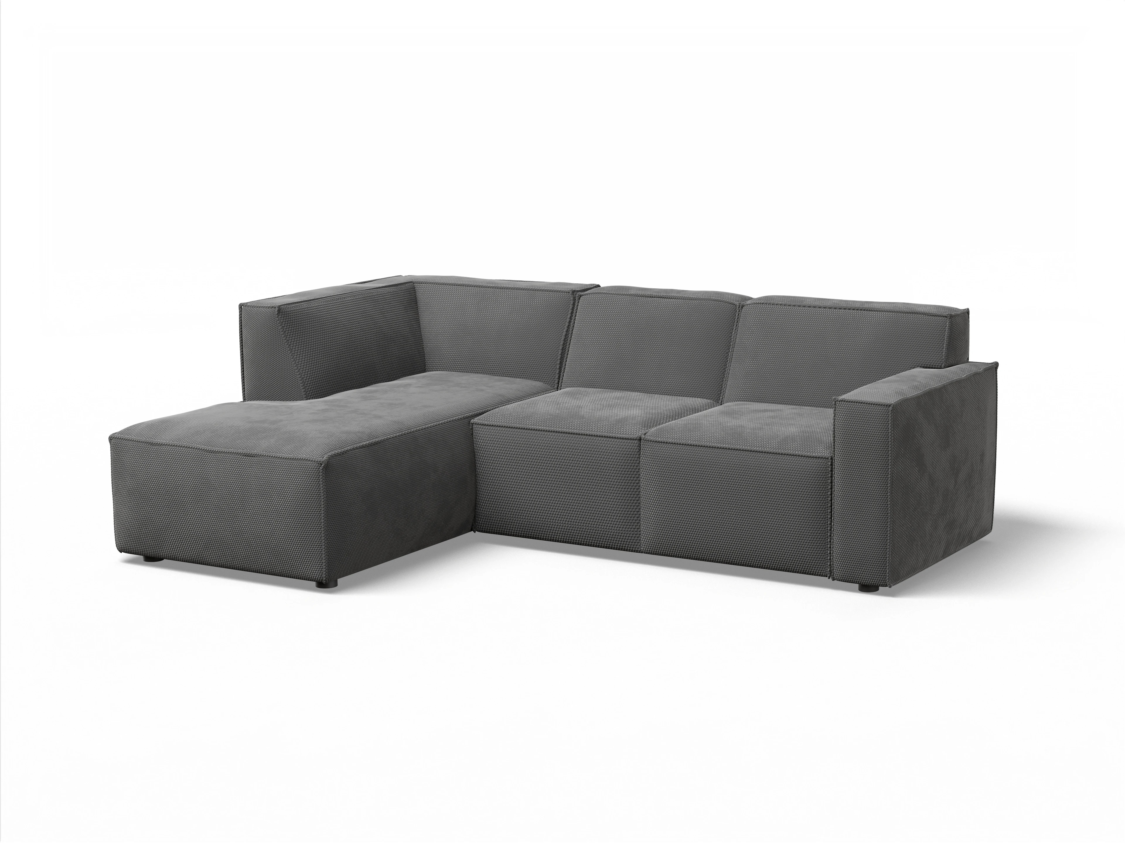 Ansicht des Produktes Esben Ecksofa links Abschluss offen in Stoff Grau