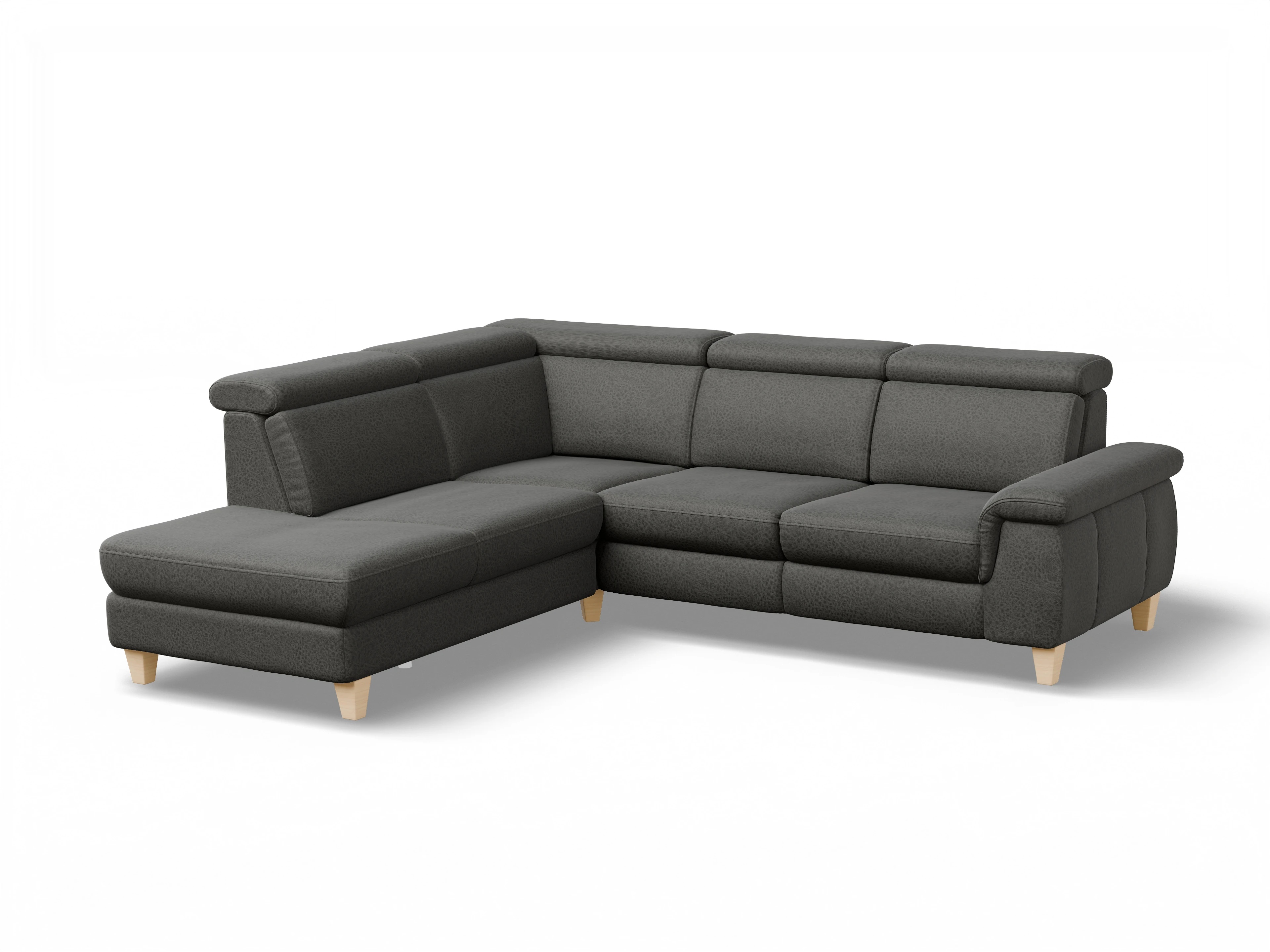 München 1AH WEkl Medium L Ansicht des Produktes München Ecksofa links mit Armlehne in Stoff Grau