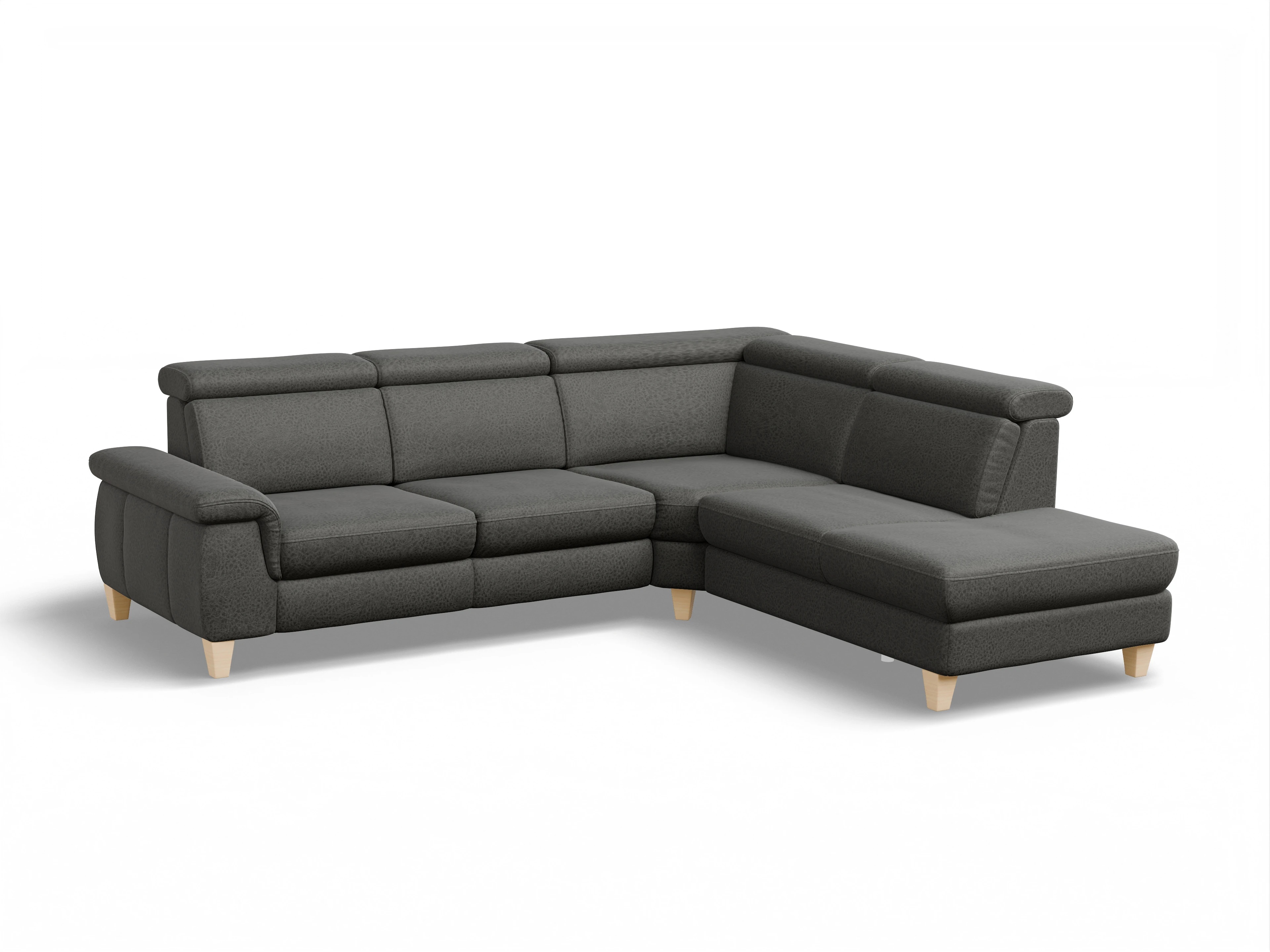 Ansicht des Produktes München Ecksofa rechts Abschluss offen in Stoff Grau