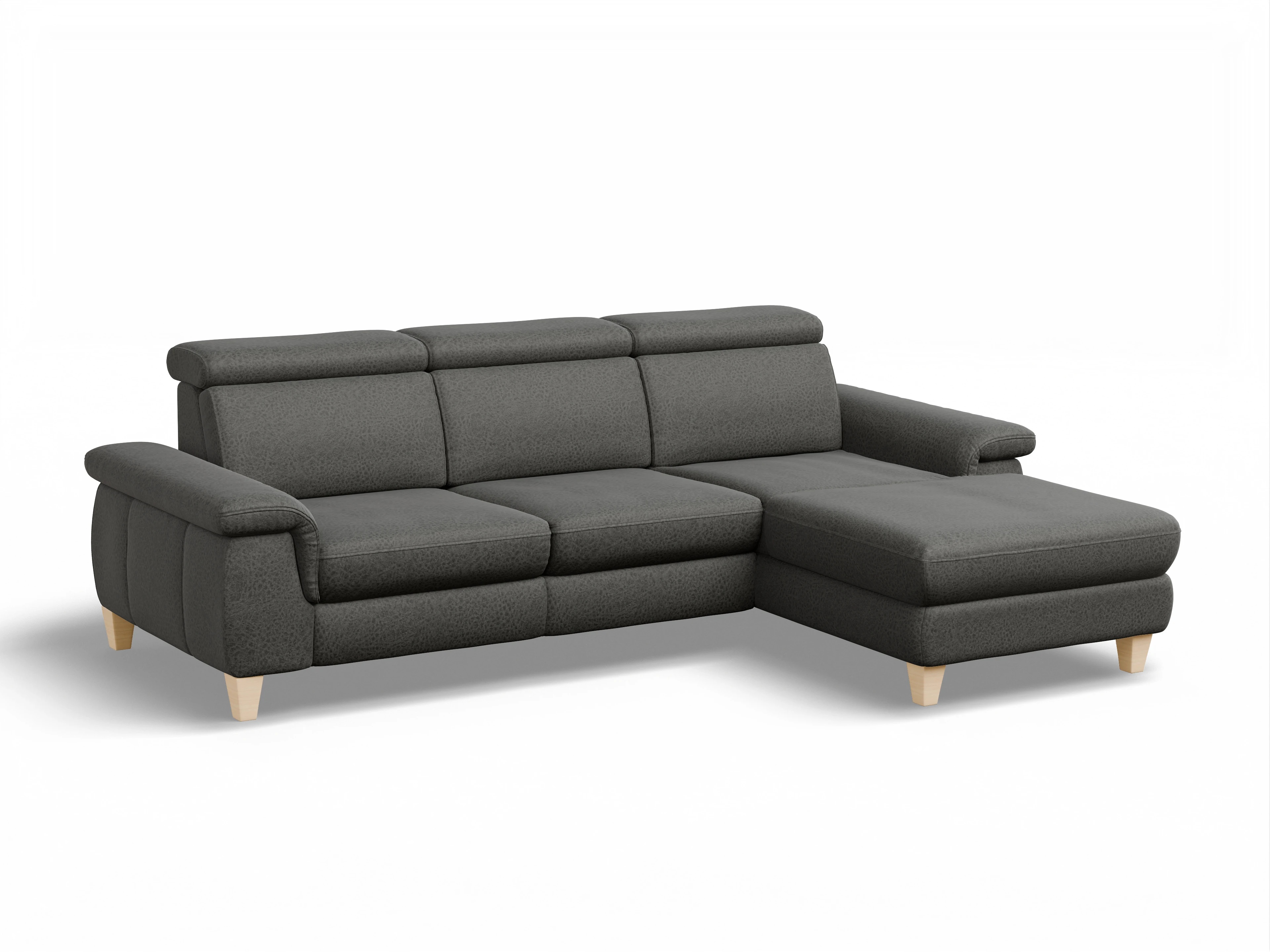 München LO Small R Ansicht des Produktes München Ecksofa rechts Abschluss offen in Stoff Grau