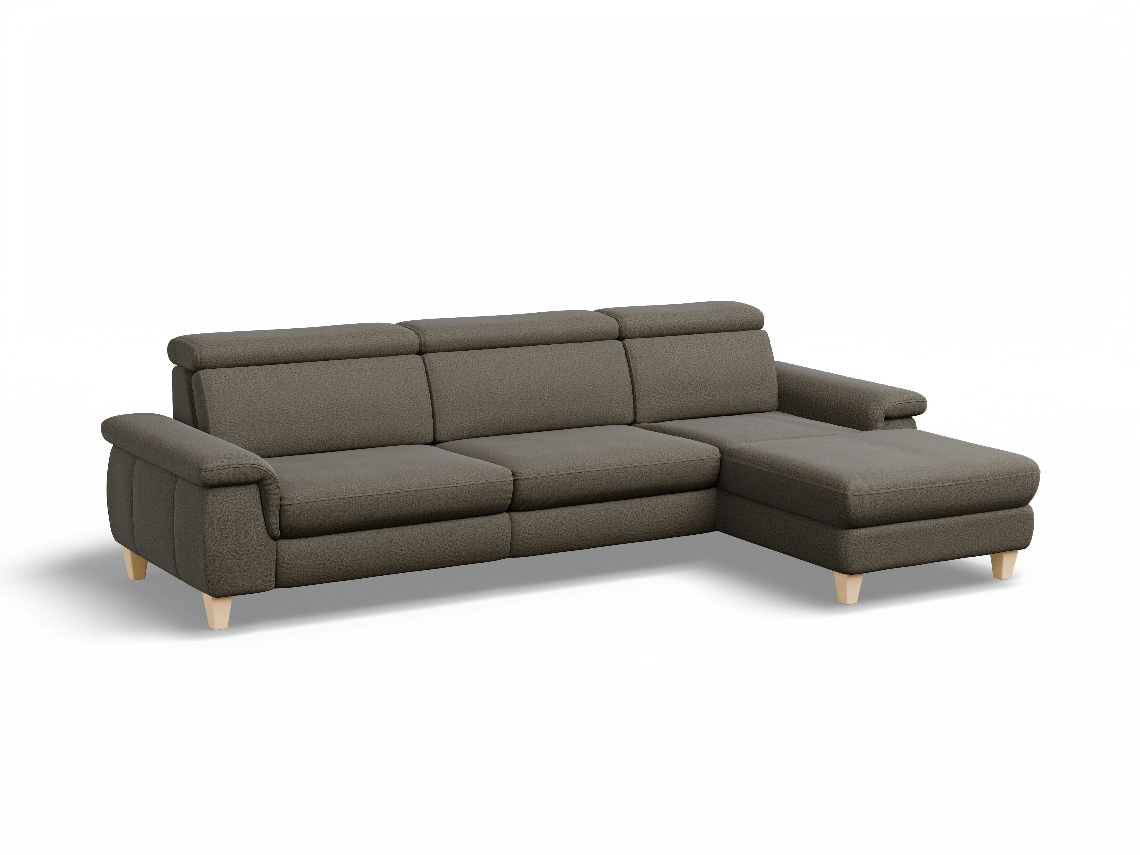 Ansicht des Produktes München Ecksofa rechts Abschluss offen in Stoff Braun