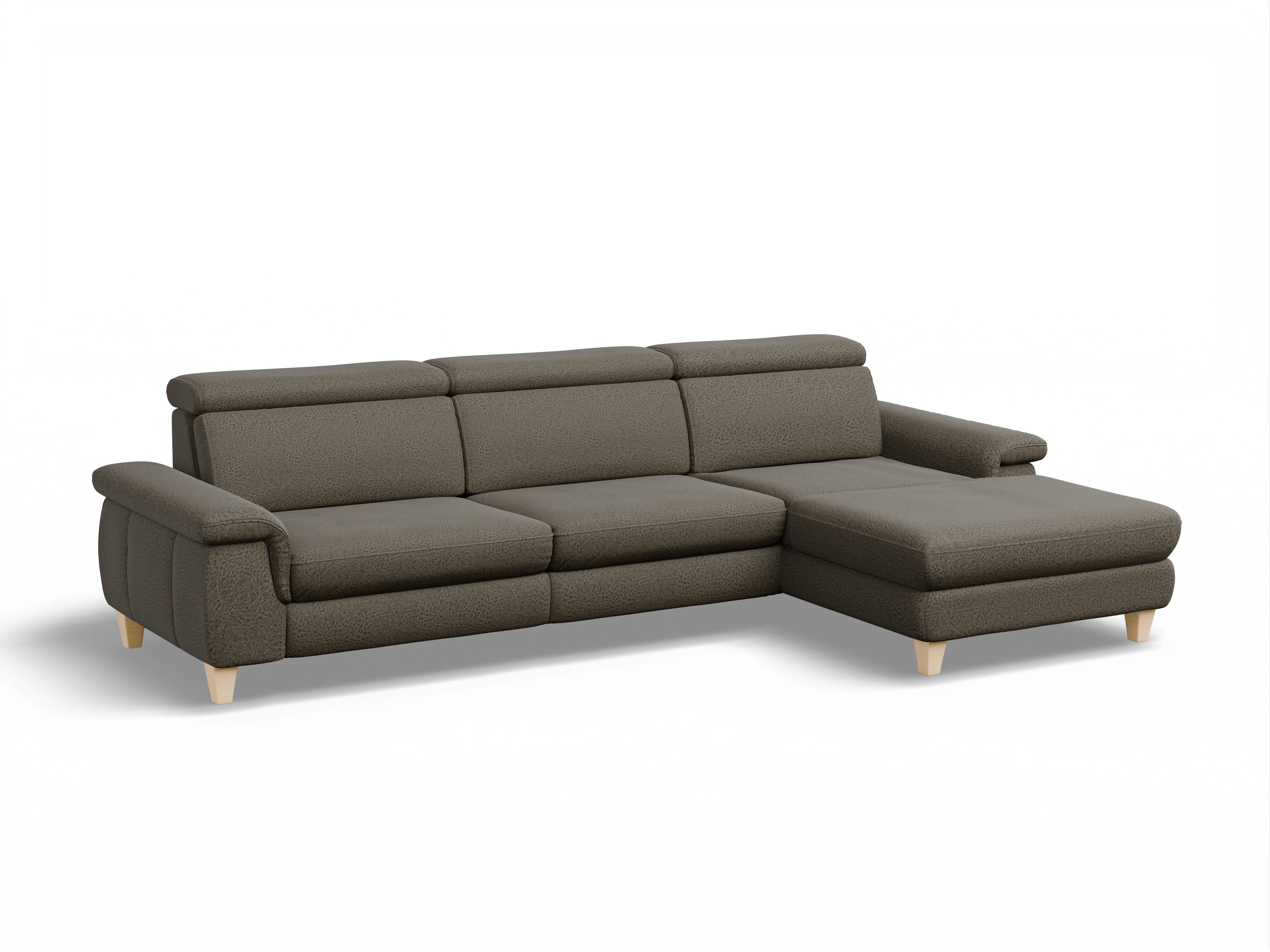 Ansicht des Produktes München Ecksofa rechts Abschluss offen in Stoff Braun