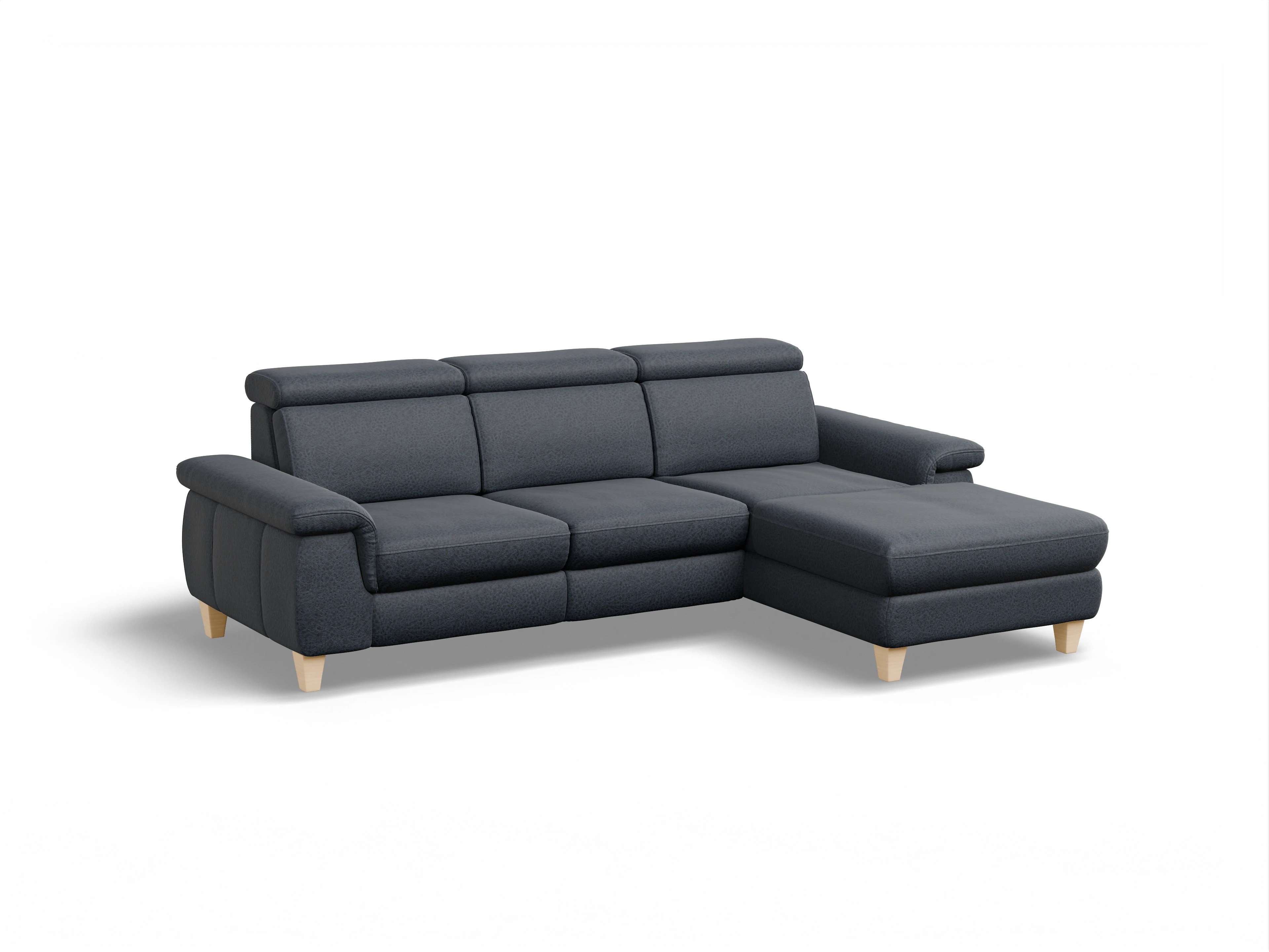 München LO Medium R Ansicht des Produktes München Ecksofa rechts Abschluss offen in Stoff Blau