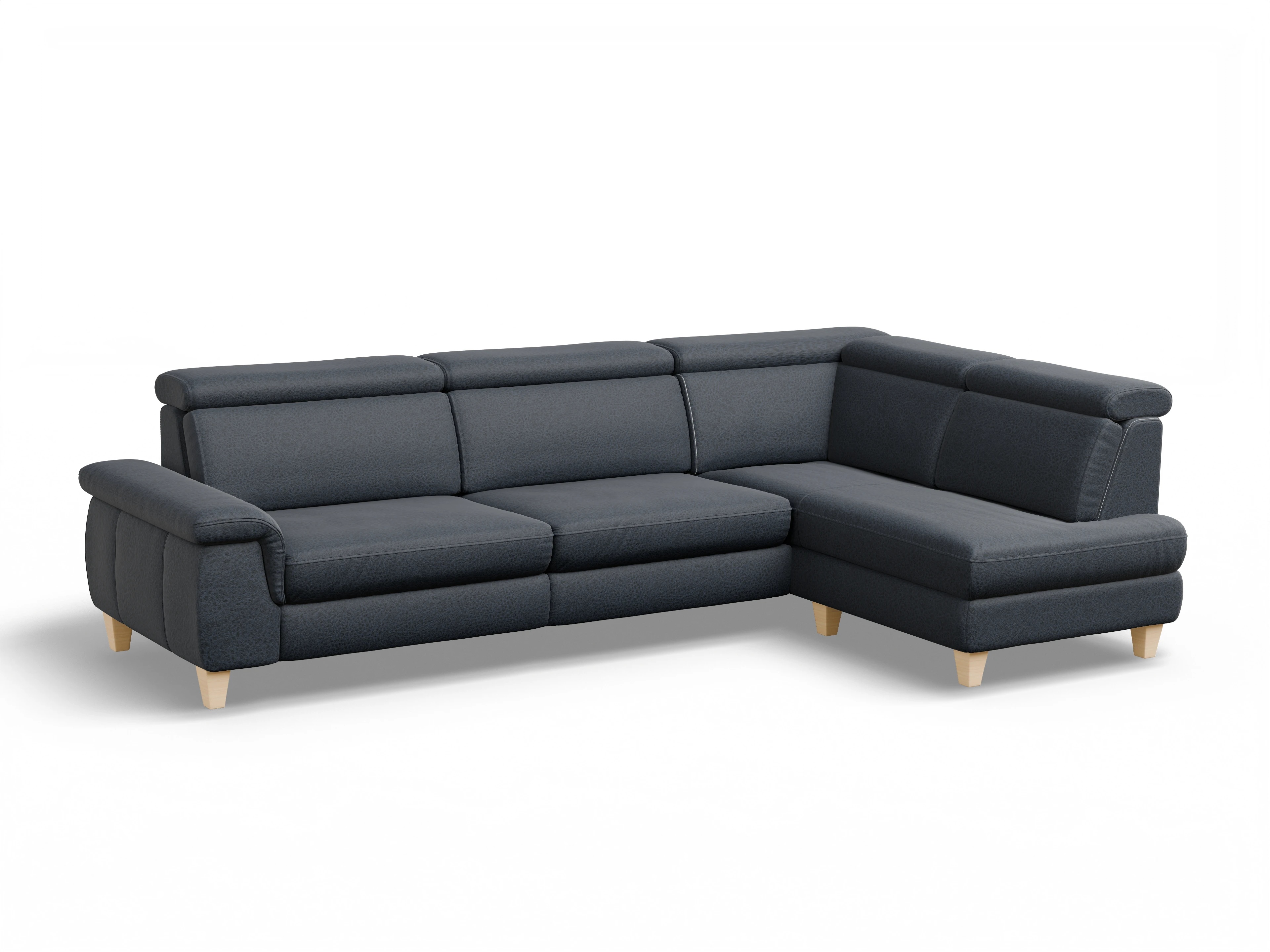 München KO Large R Ansicht des Produktes München Ecksofa rechts Abschluss offen in Stoff Blau