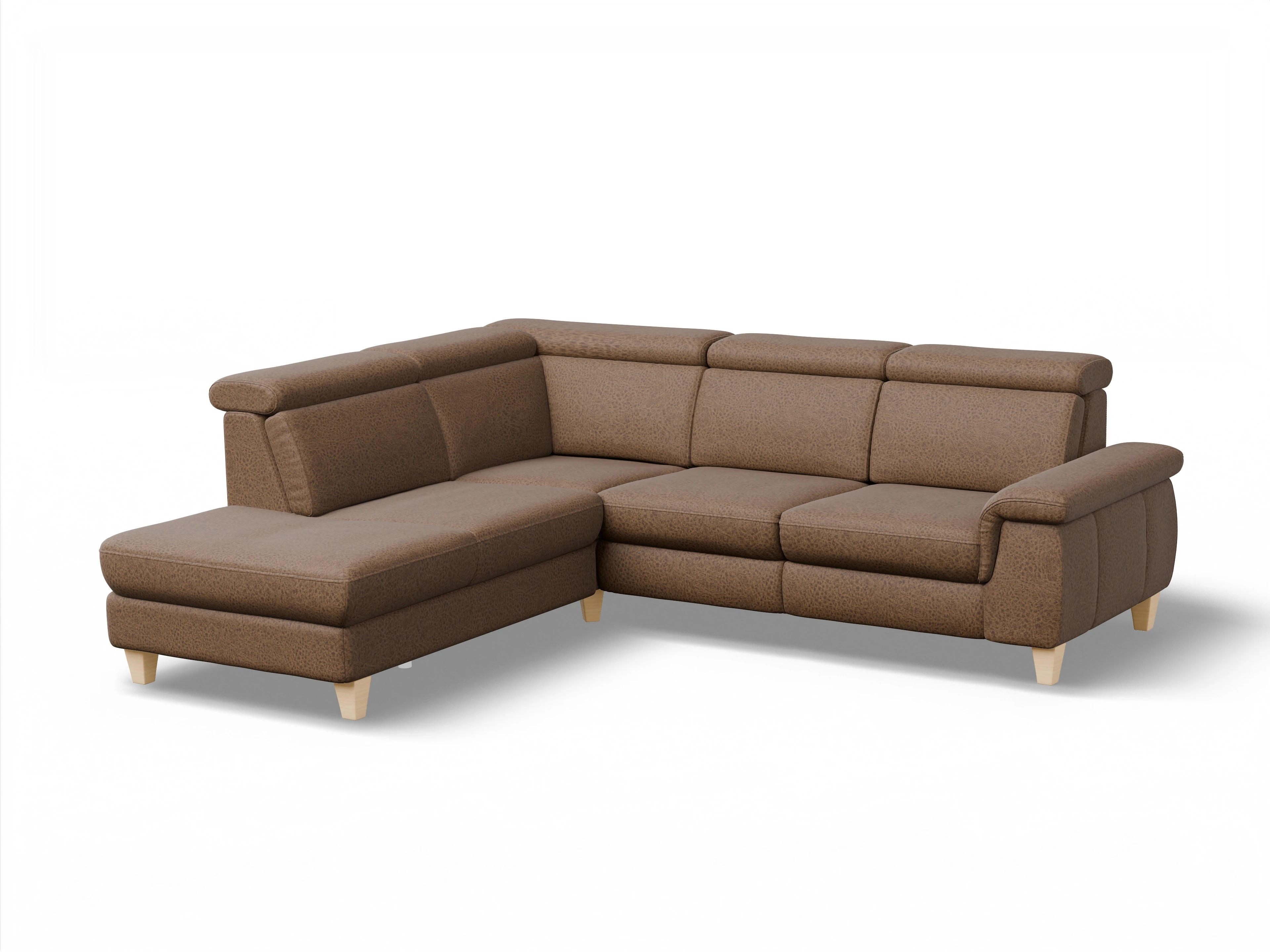 München 1AH WEkl Medium L Ansicht des Produktes München Ecksofa links mit Armlehne in Stoff Braun