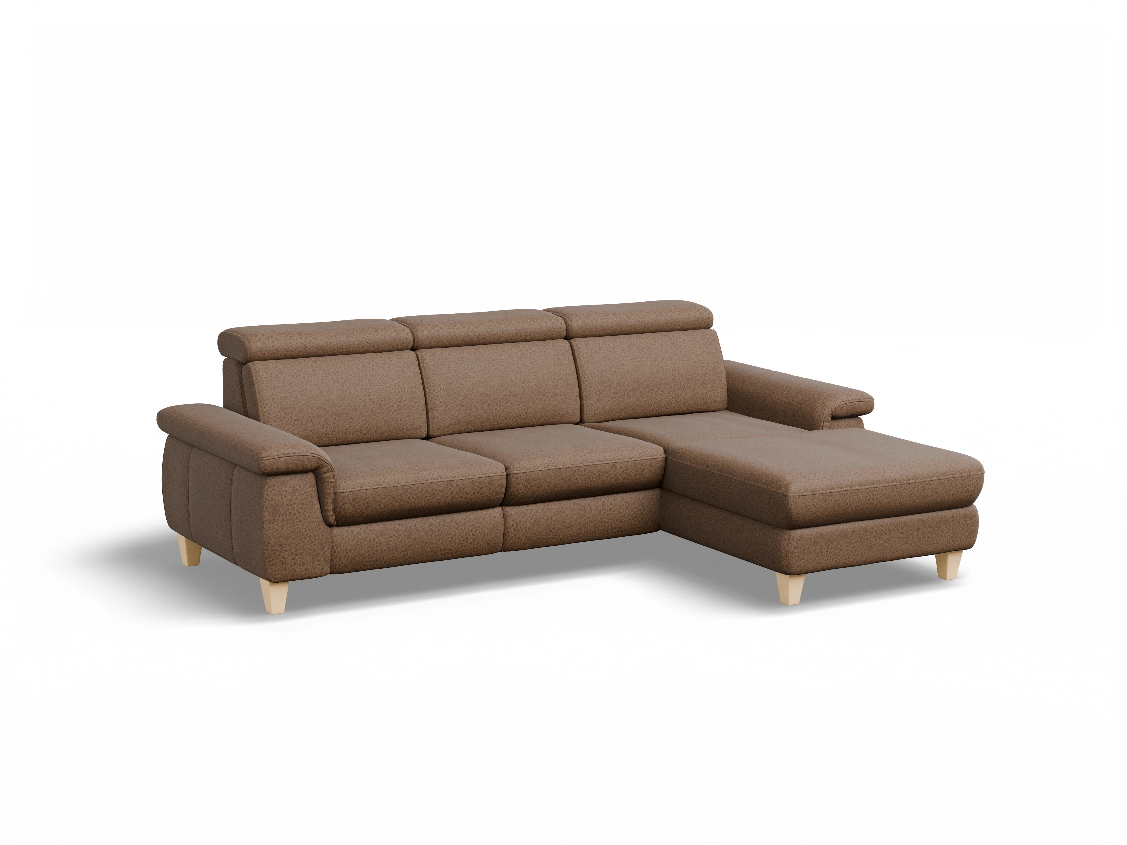 München LO Medium R Ansicht des Produktes München Ecksofa rechts Abschluss offen in Stoff Braun