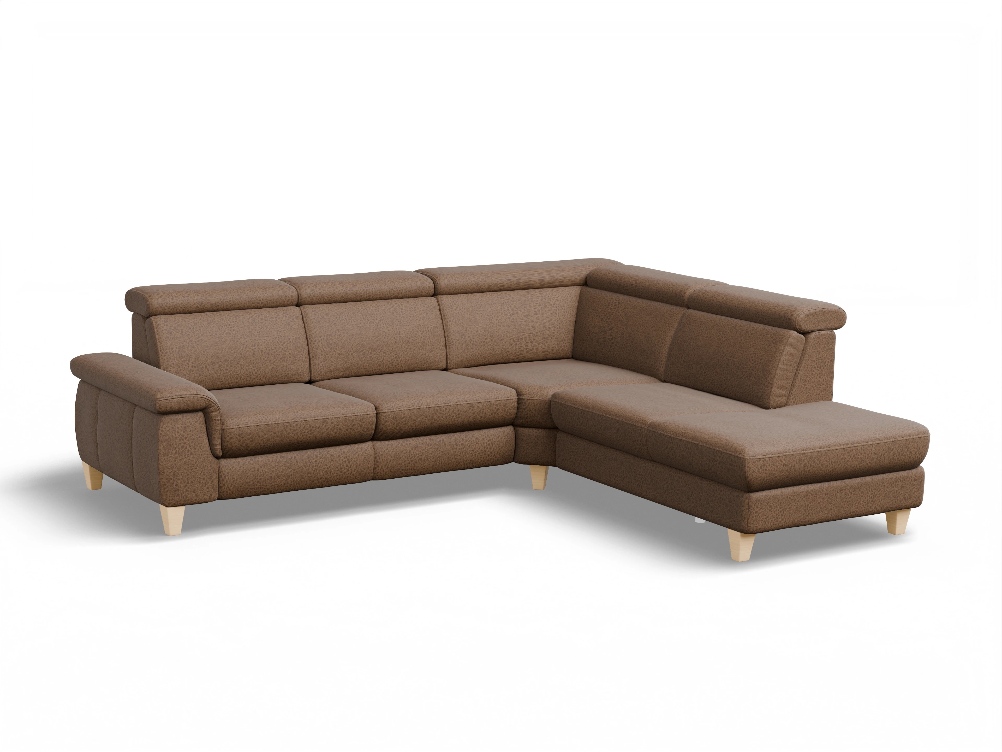 Ansicht des Produktes München Ecksofa rechts Abschluss offen in Stoff Braun