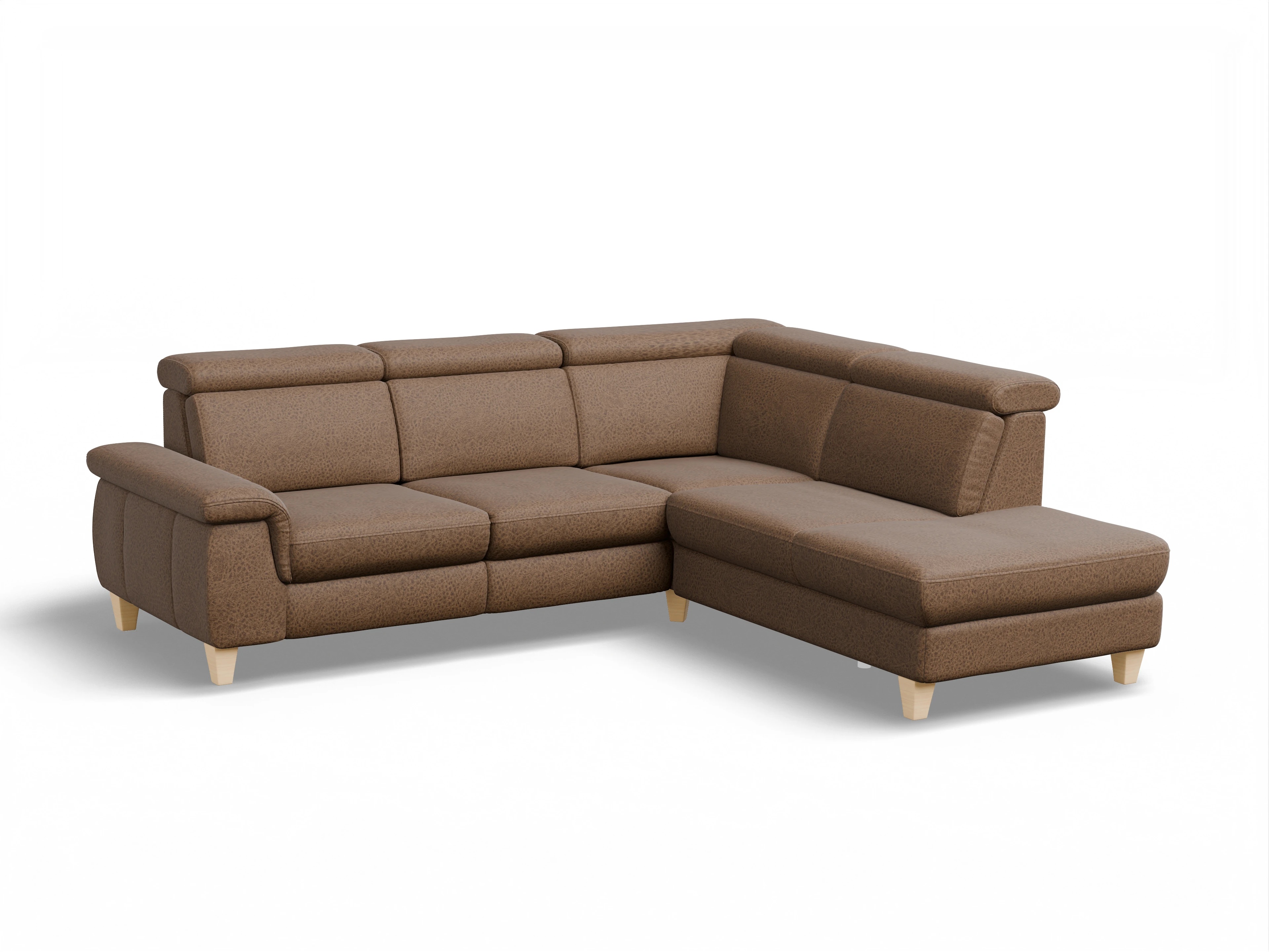 Ansicht des Produktes München Ecksofa rechts Abschluss offen in Stoff Braun