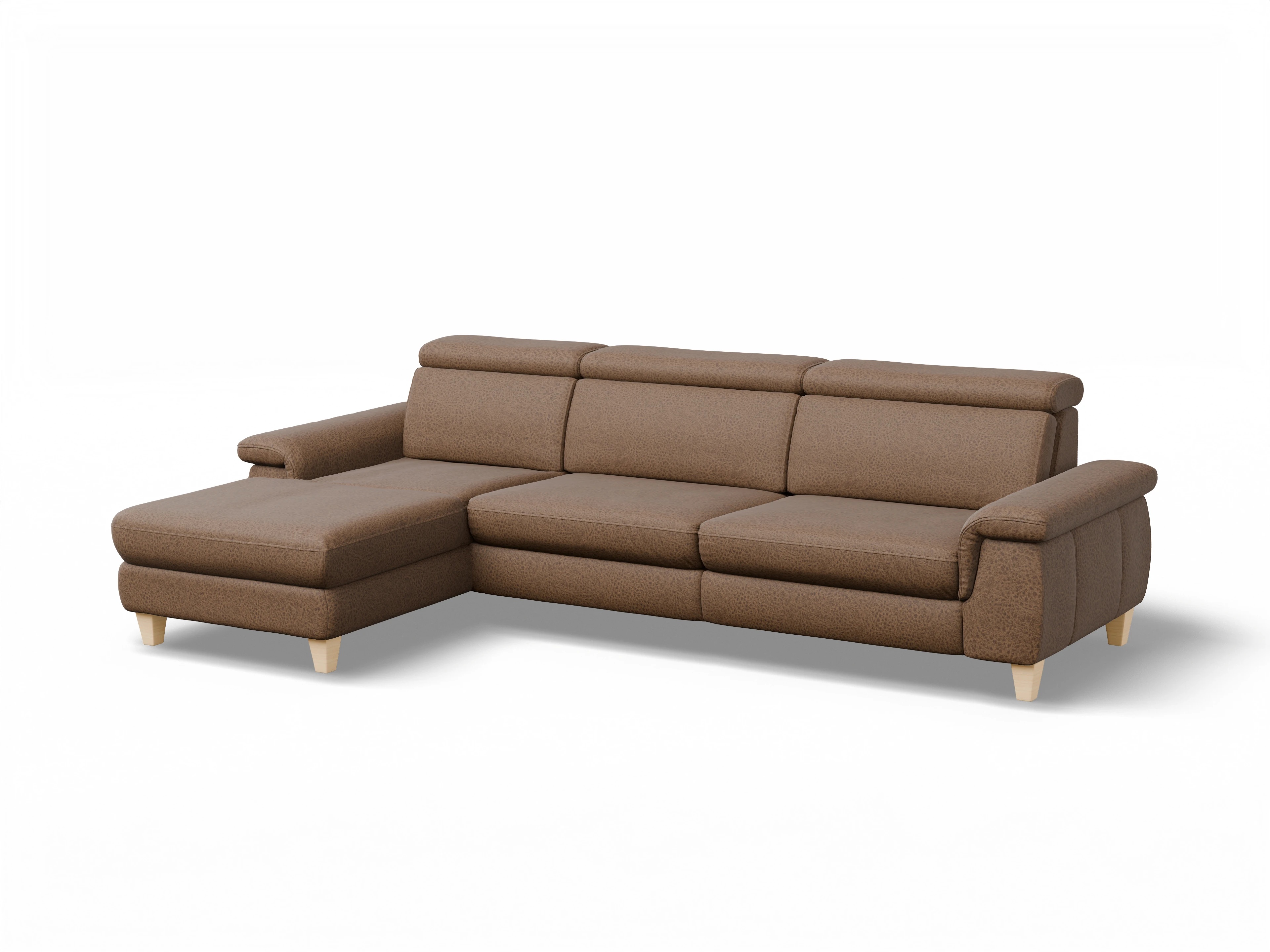 München LO Large L Ansicht des Produktes München Ecksofa links Abschluss offen in Stoff Braun