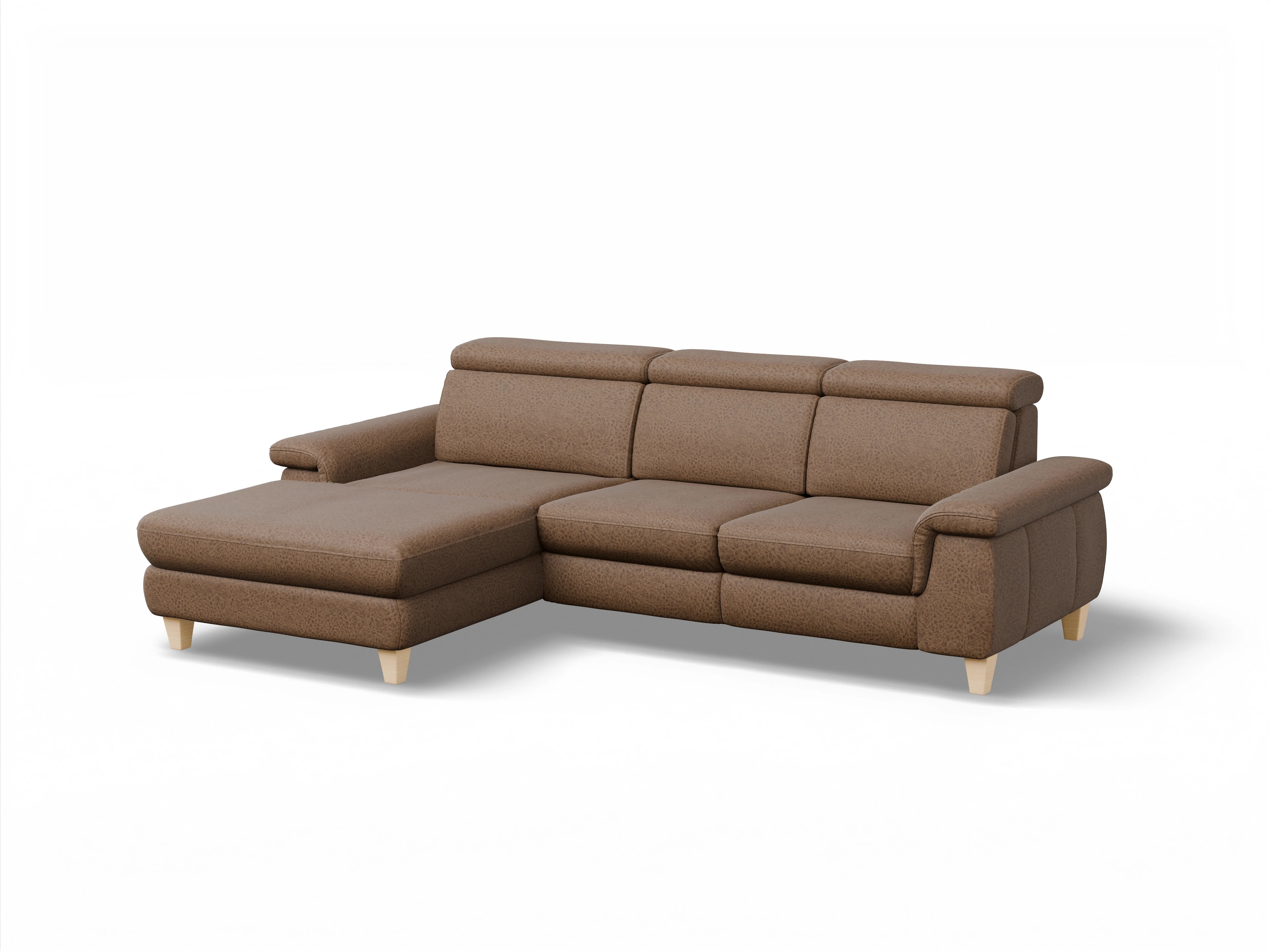 München LOgroß Medium L Ansicht des Produktes München Ecksofa links Abschluss offen in Stoff Braun