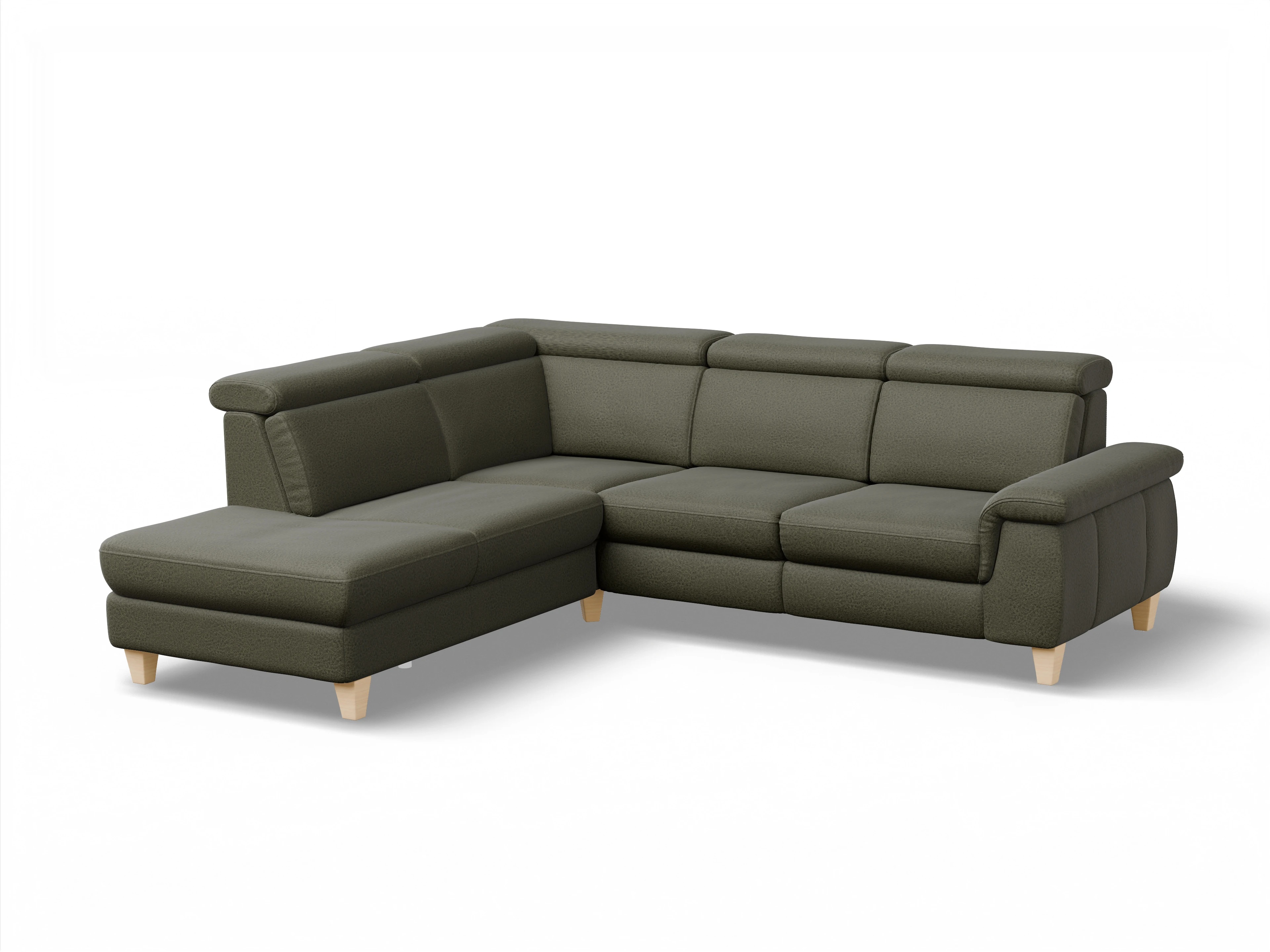 Ansicht des Produktes München Ecksofa links mit Armlehne in Stoff Grün