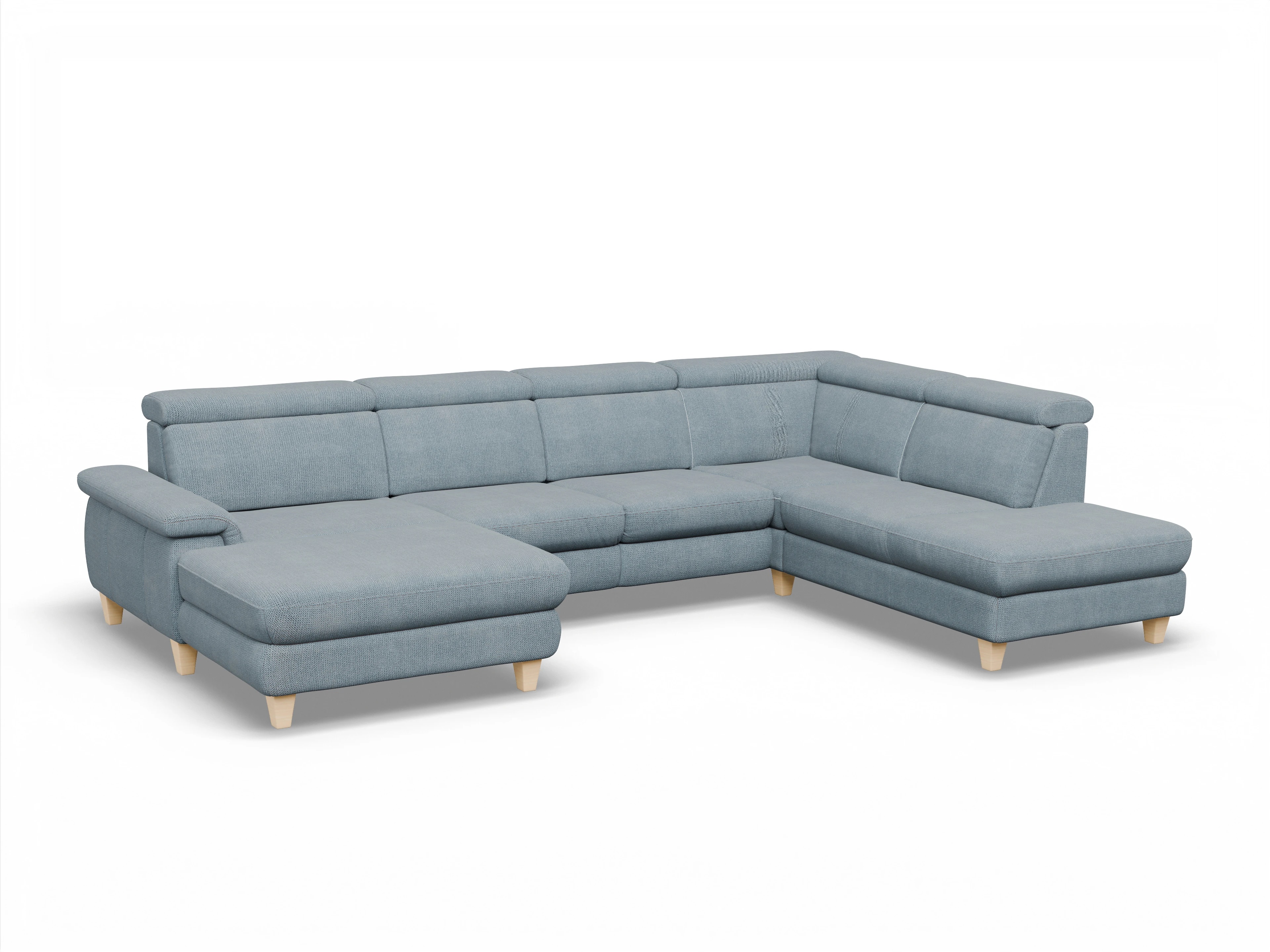 Ansicht des Produktes München Wohnlandschaft offen beidseitig in Stoff Blau