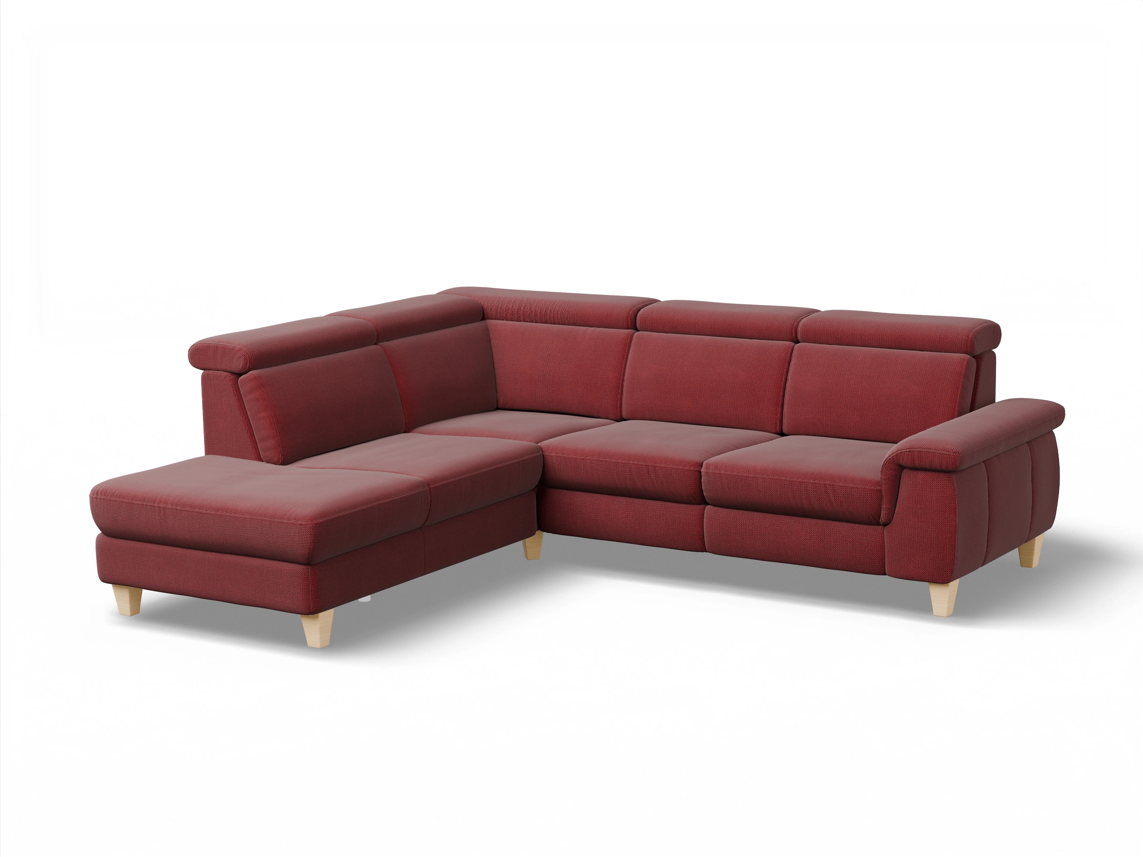 München 1AH WEkl Medium L Ansicht des Produktes München Ecksofa links mit Armlehne in Stoff Rot