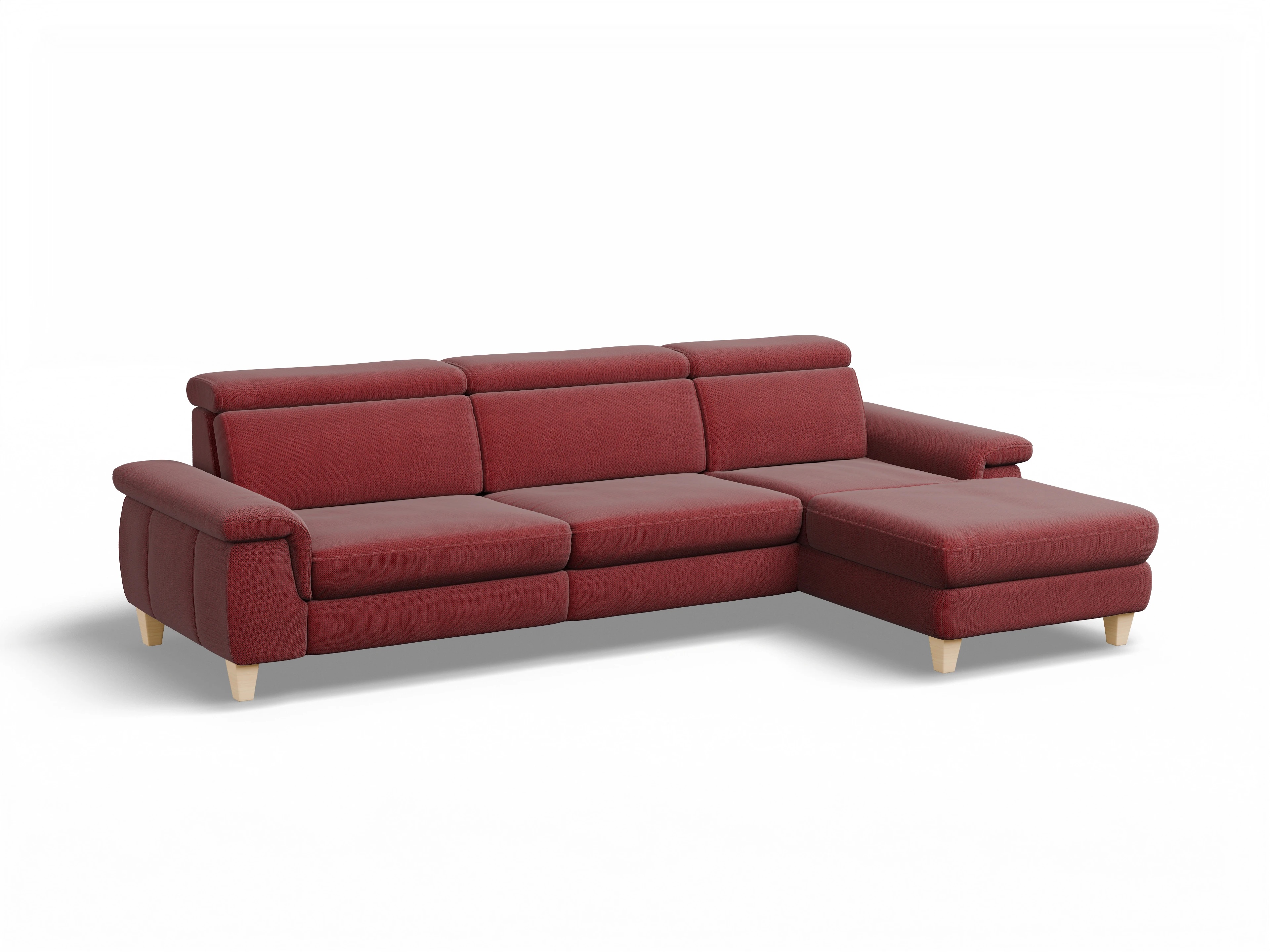Ansicht des Produktes München Ecksofa rechts Abschluss offen in Stoff Rot