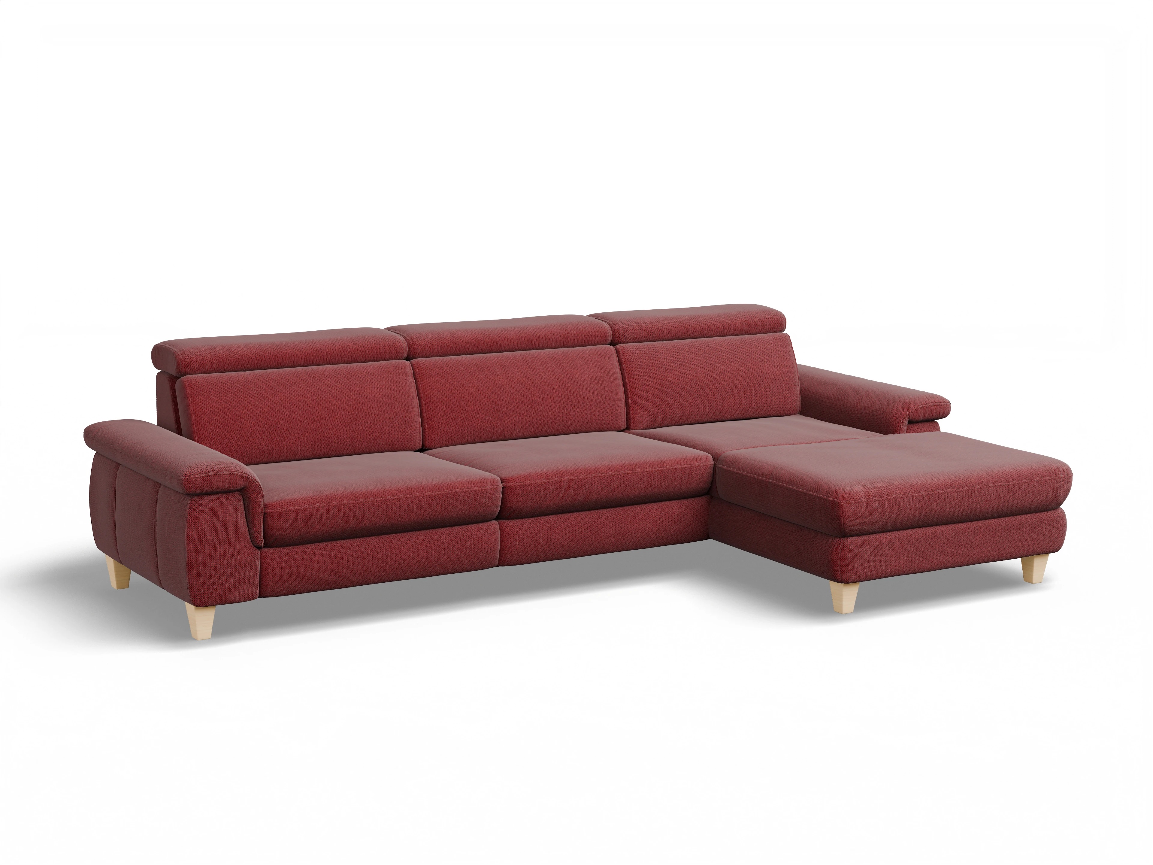 Ansicht des Produktes München Ecksofa rechts Abschluss offen in Stoff Rot