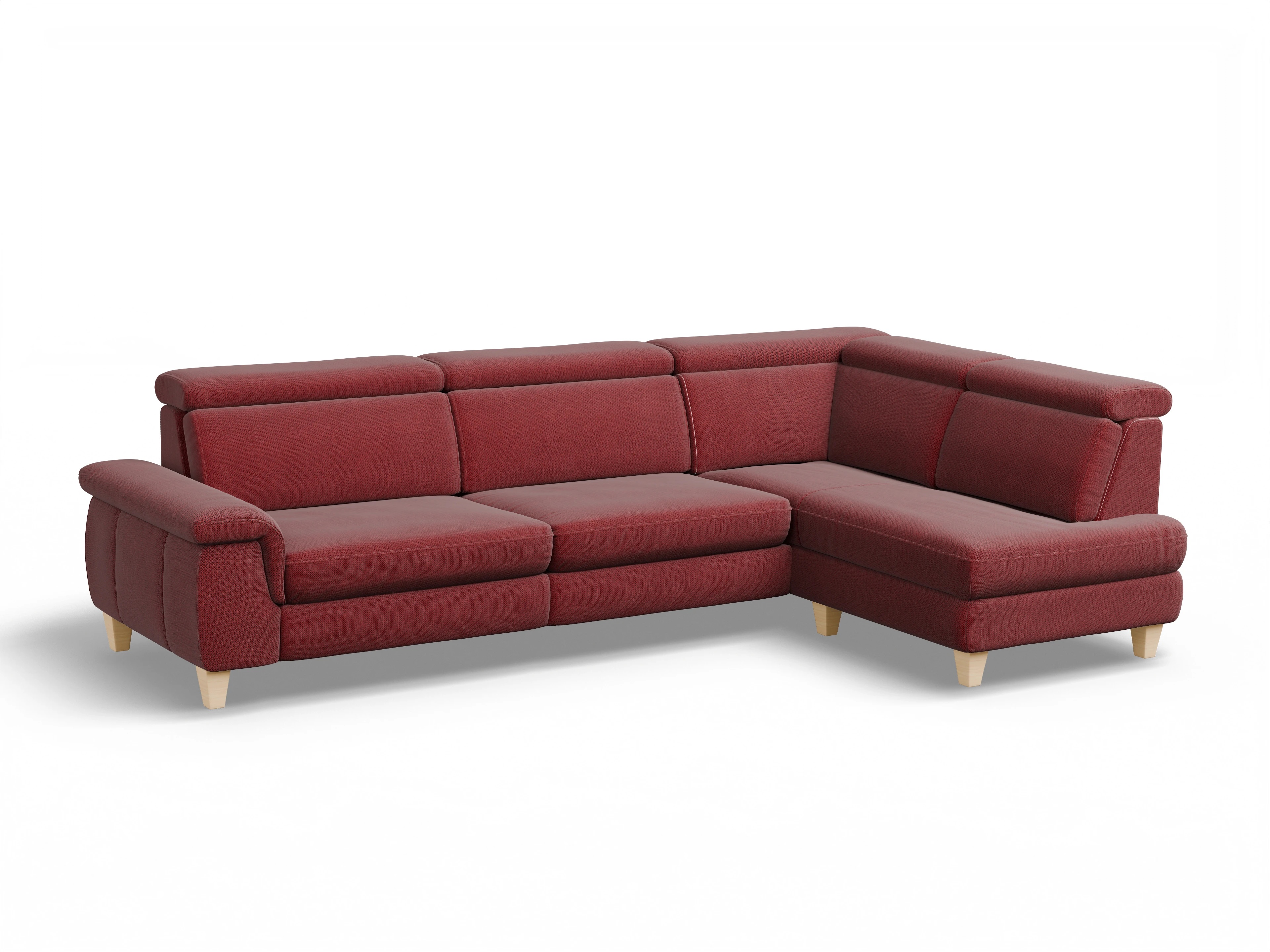 Ansicht des Produktes München Ecksofa rechts Abschluss offen in Stoff Rot