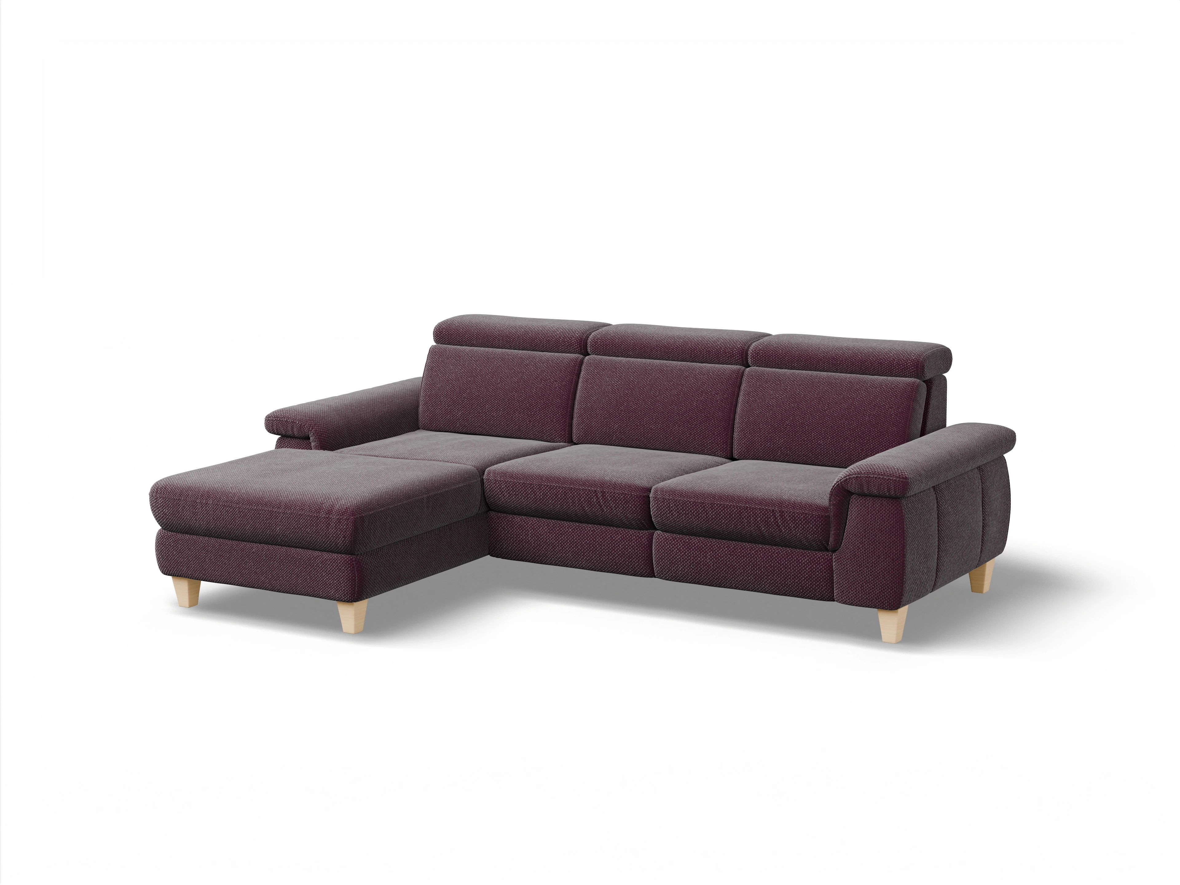 München LO Medium L Ansicht des Produktes München Ecksofa links Abschluss offen in Stoff Rot