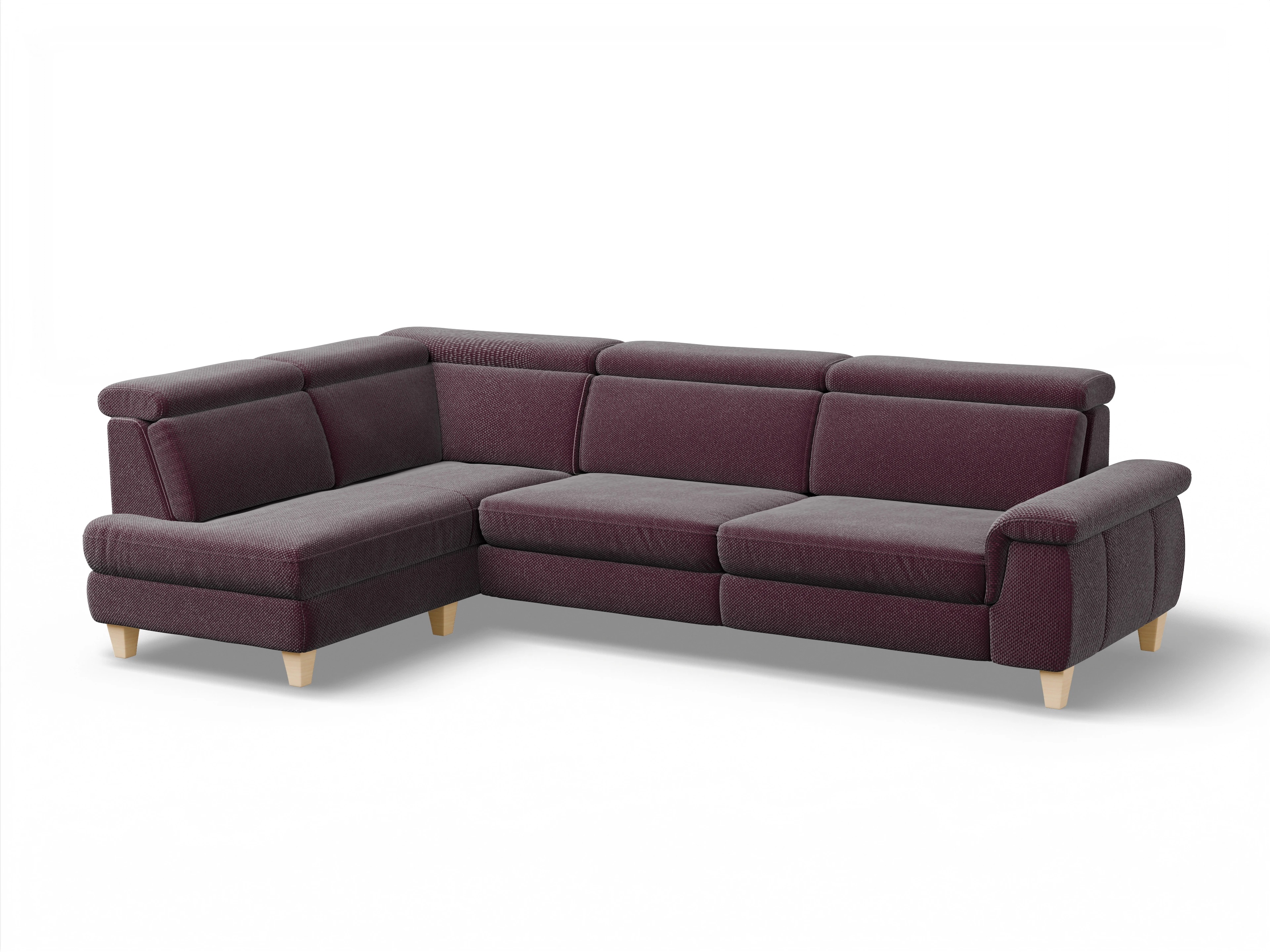Ansicht des Produktes München Ecksofa links Abschluss offen in Stoff Rot