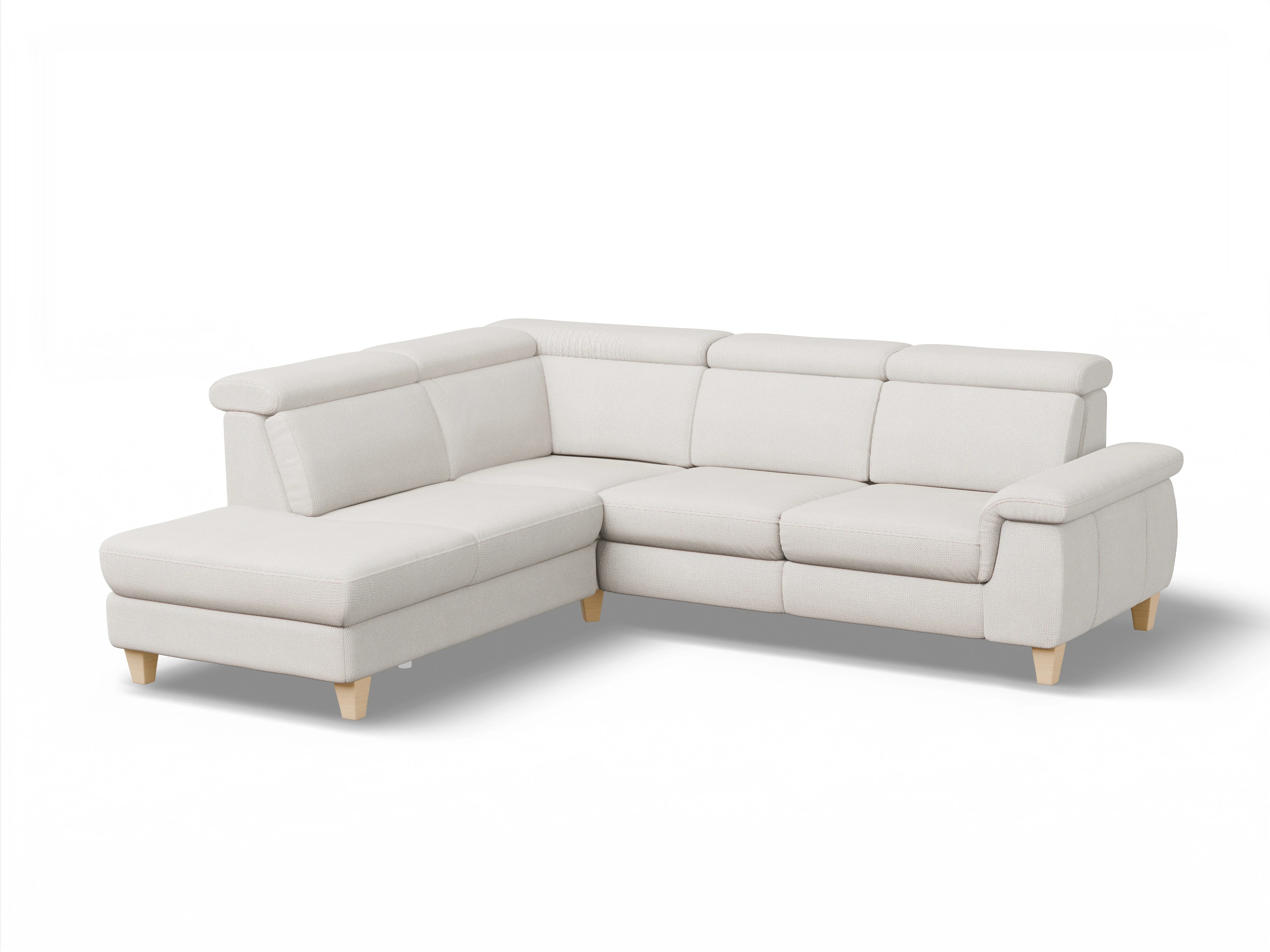 Ansicht des Produktes München Ecksofa links mit Armlehne in Stoff Beige