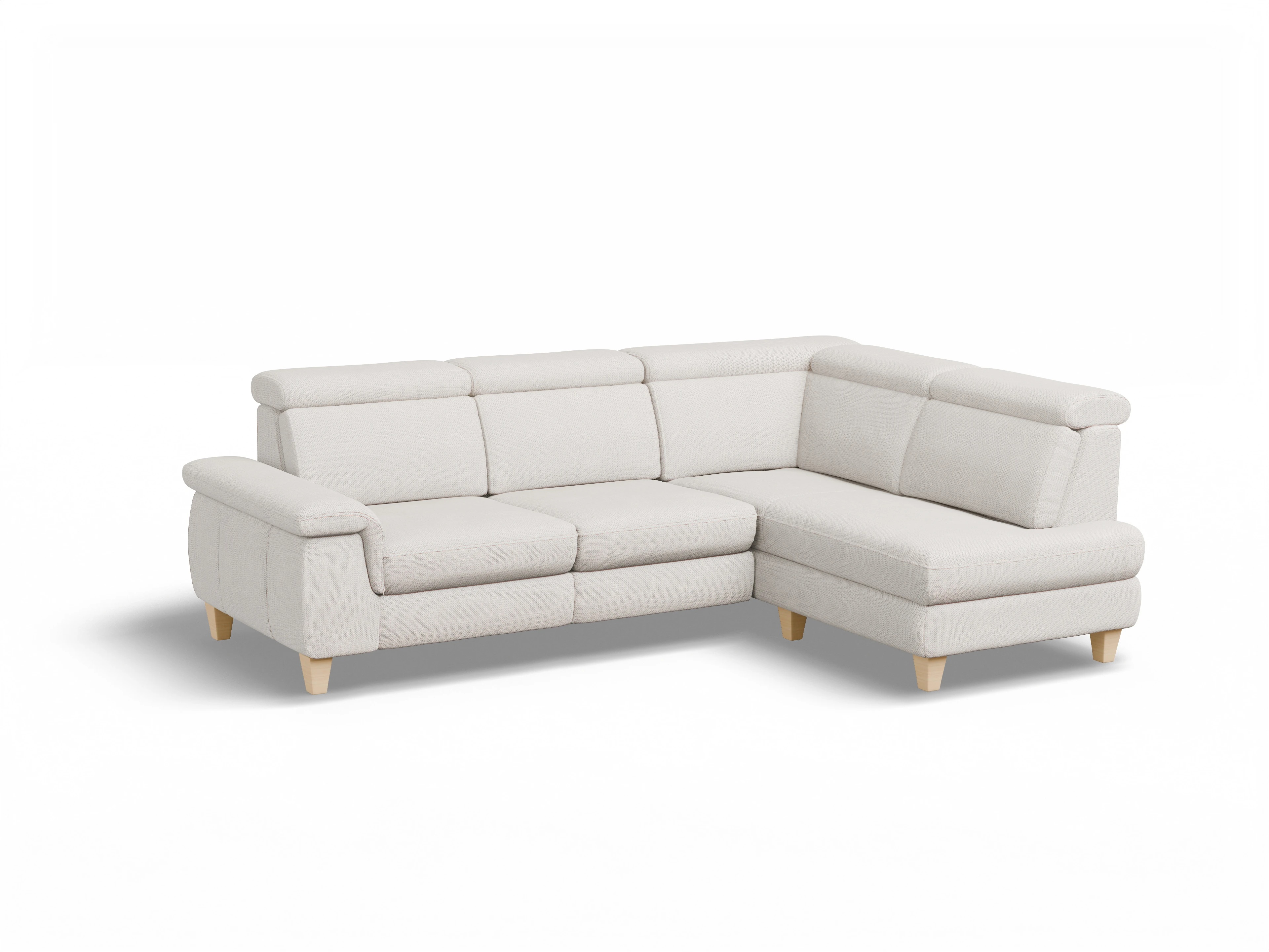 Ansicht des Produktes München Ecksofa rechts Abschluss offen in Stoff Beige