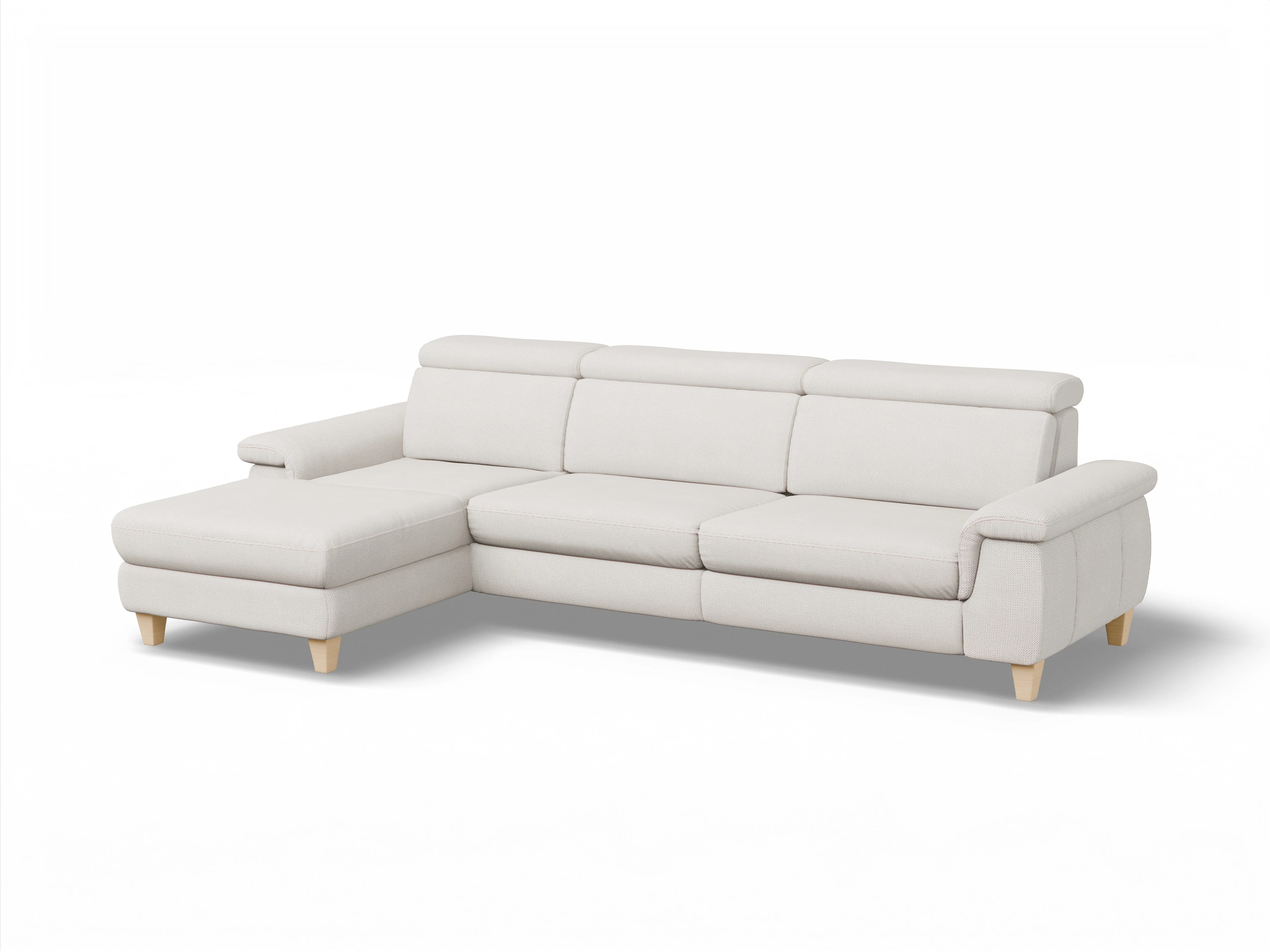 Ansicht des Produktes München Ecksofa links Abschluss offen in Stoff Beige