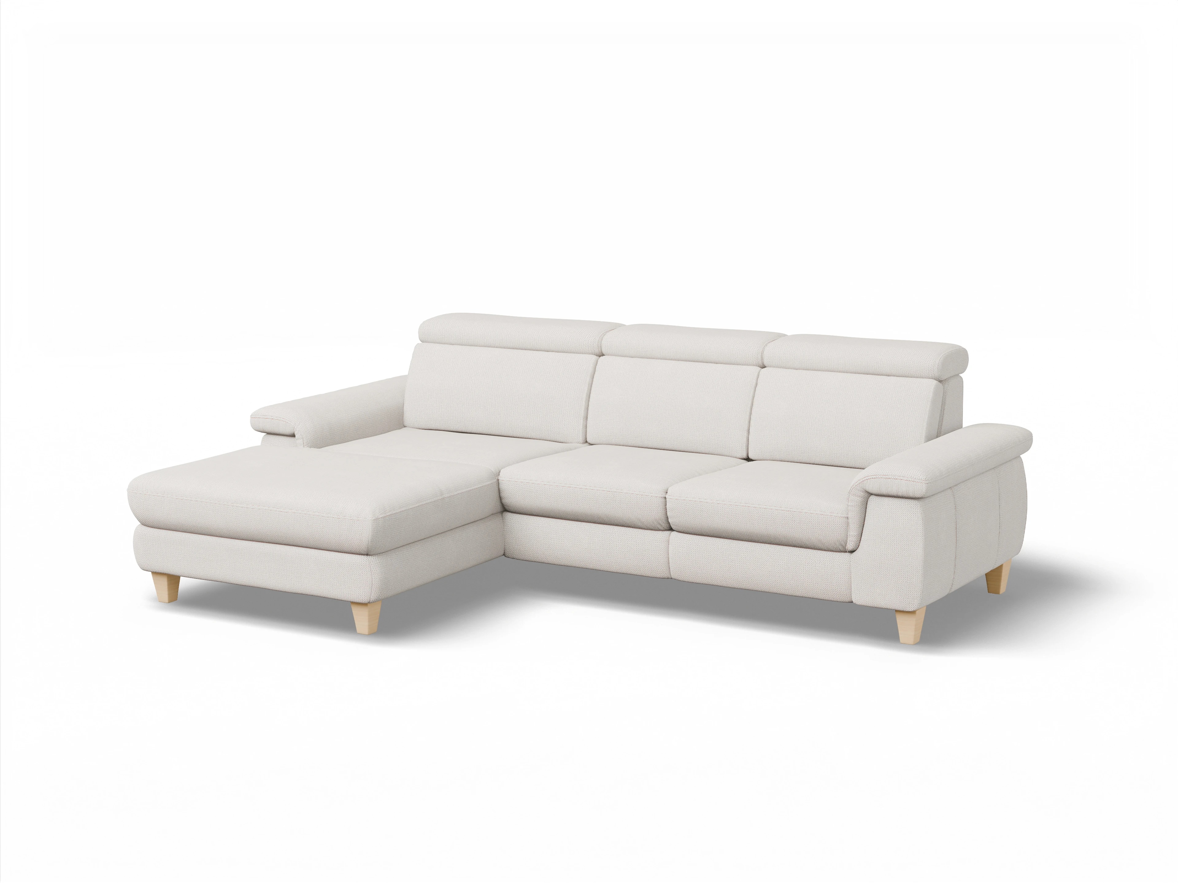 Ansicht des Produktes München Ecksofa links Abschluss offen in Stoff Beige