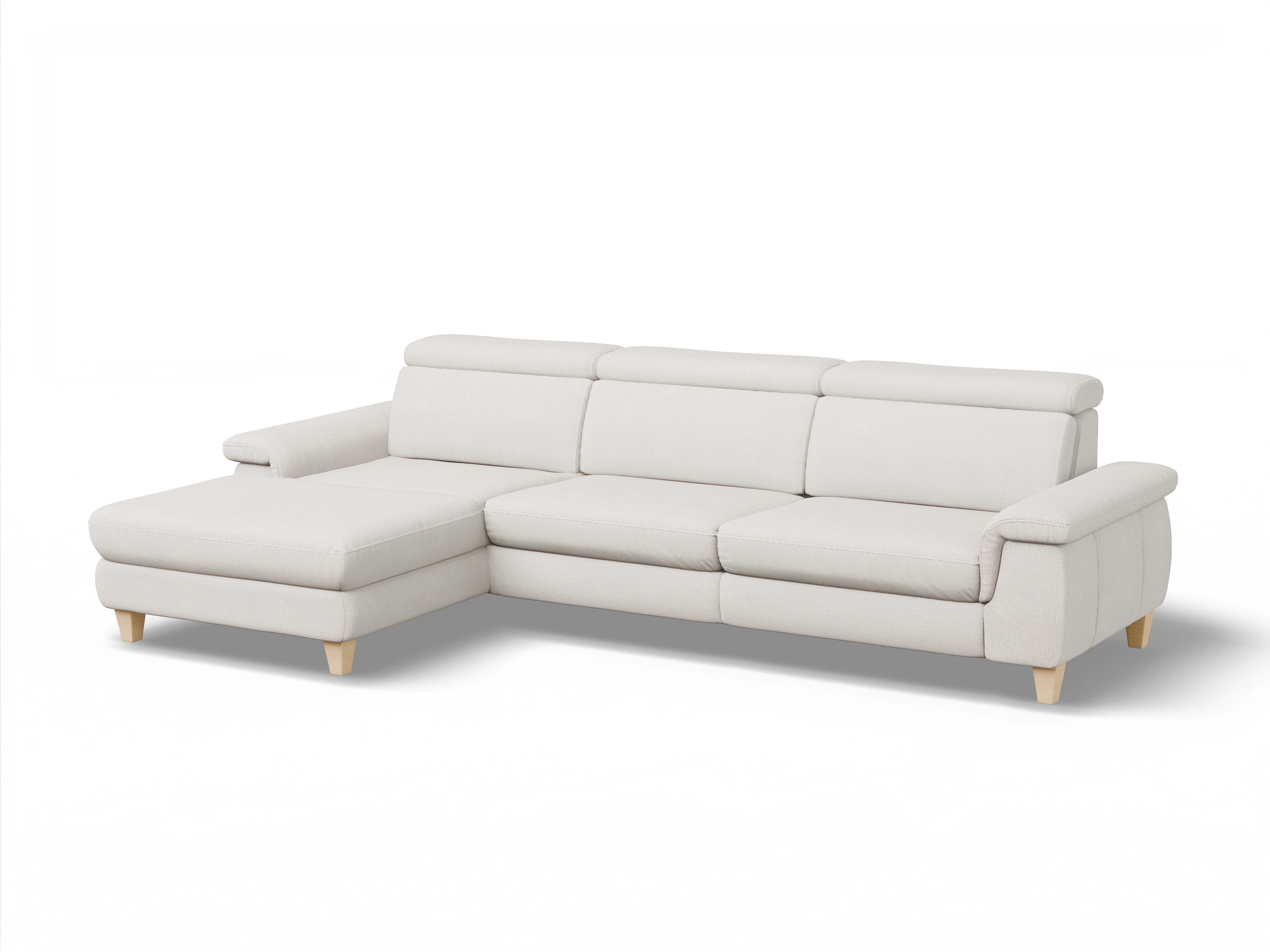 Ansicht des Produktes München Ecksofa links Abschluss offen in Stoff Beige