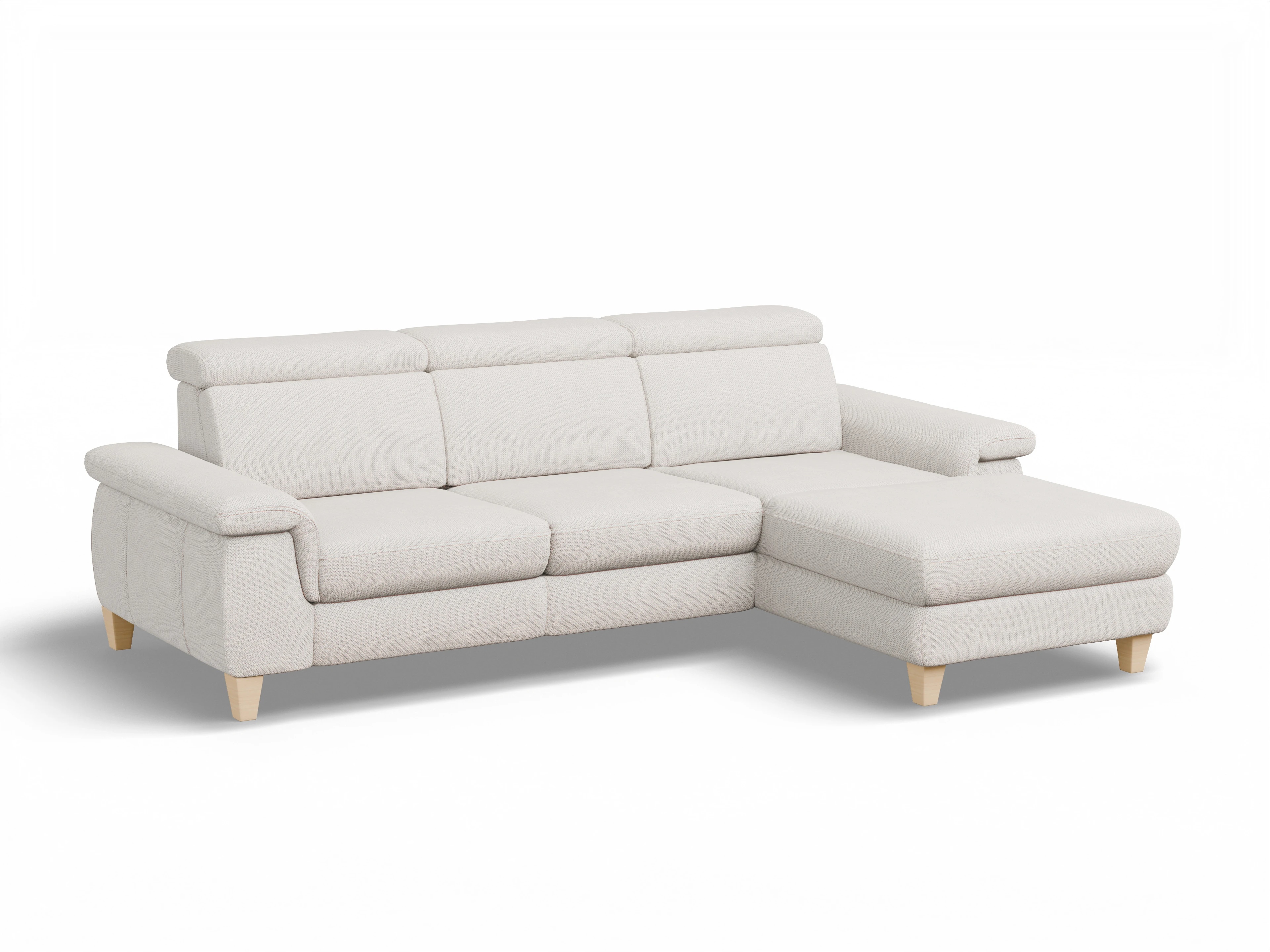 Ansicht des Produktes München Ecksofa rechts Abschluss offen in Stoff Beige