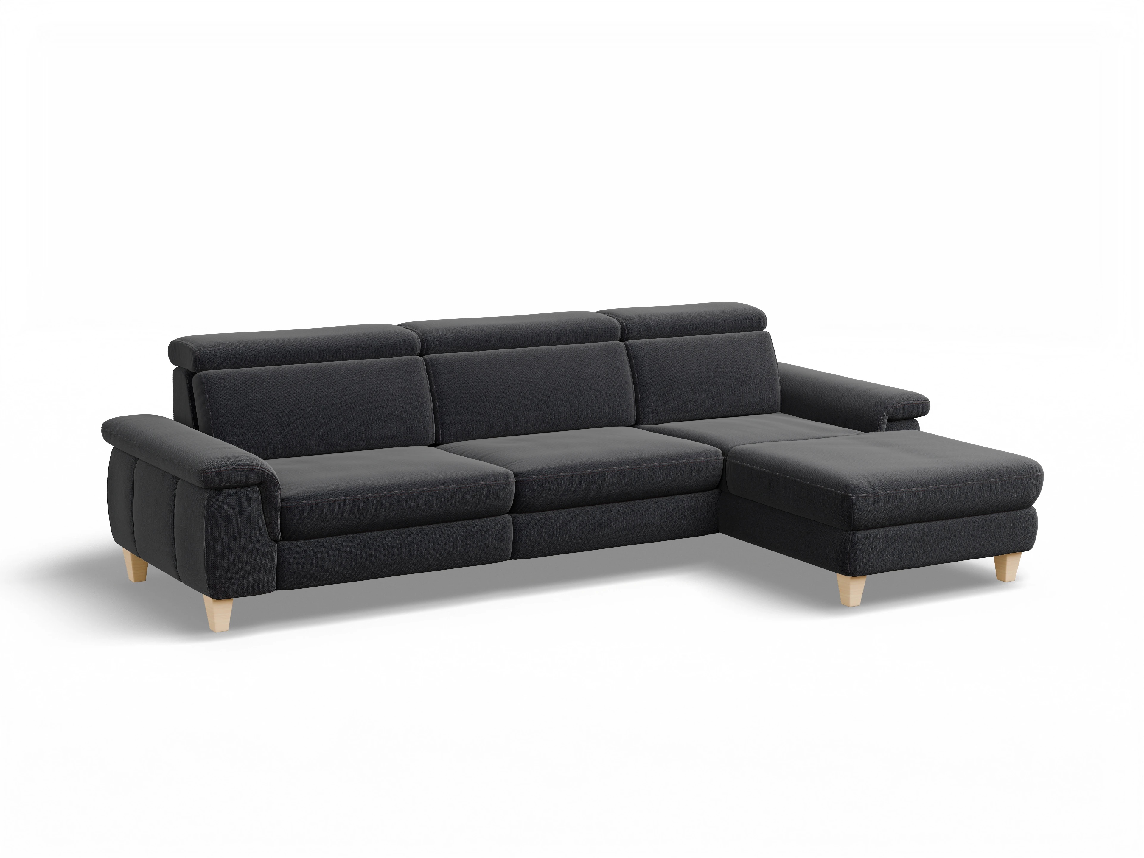 München LO Large R Ansicht des Produktes München Ecksofa rechts Abschluss offen in Stoff Blau