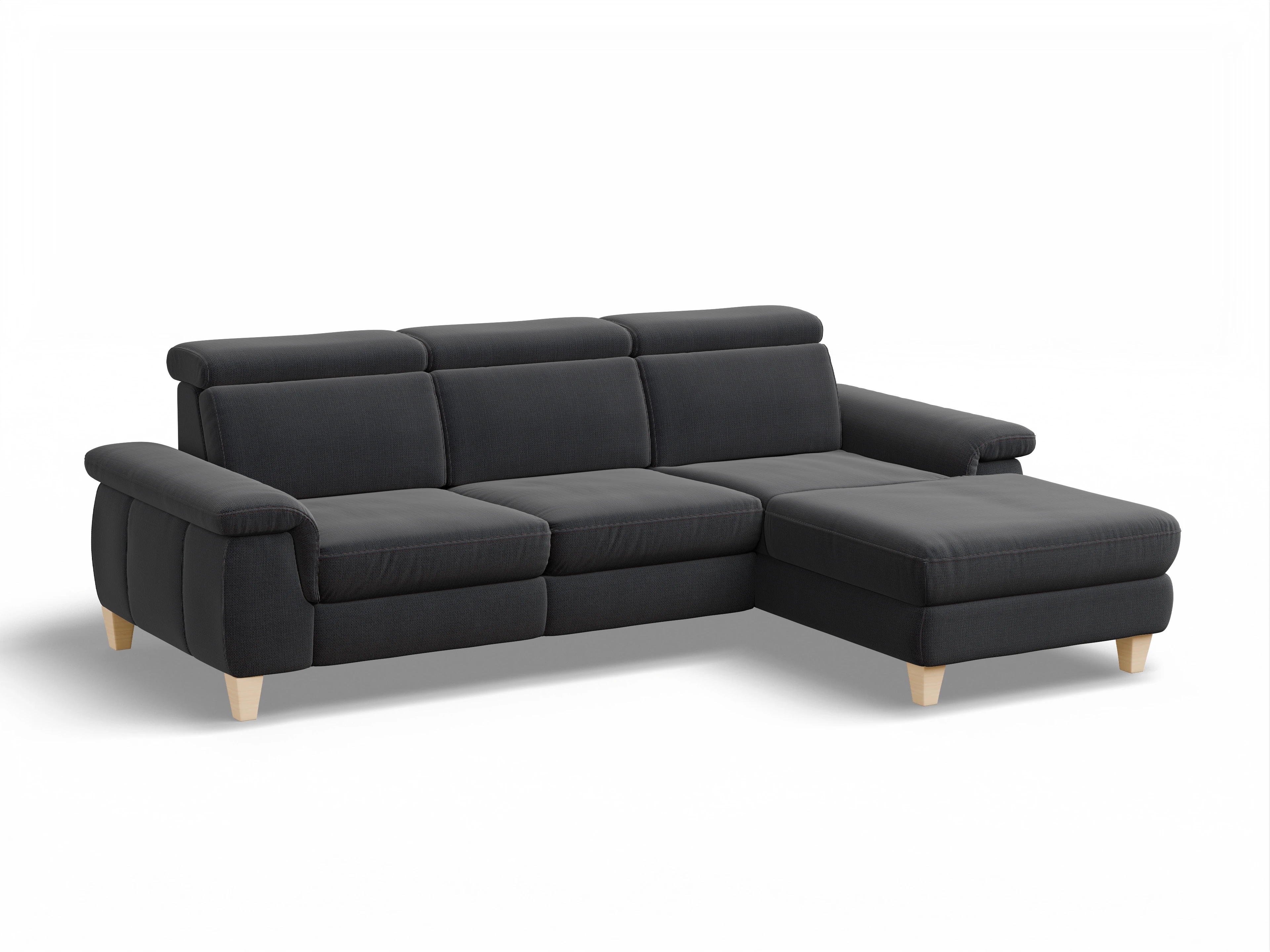 München LO Small R Ansicht des Produktes München Ecksofa rechts Abschluss offen in Stoff Blau