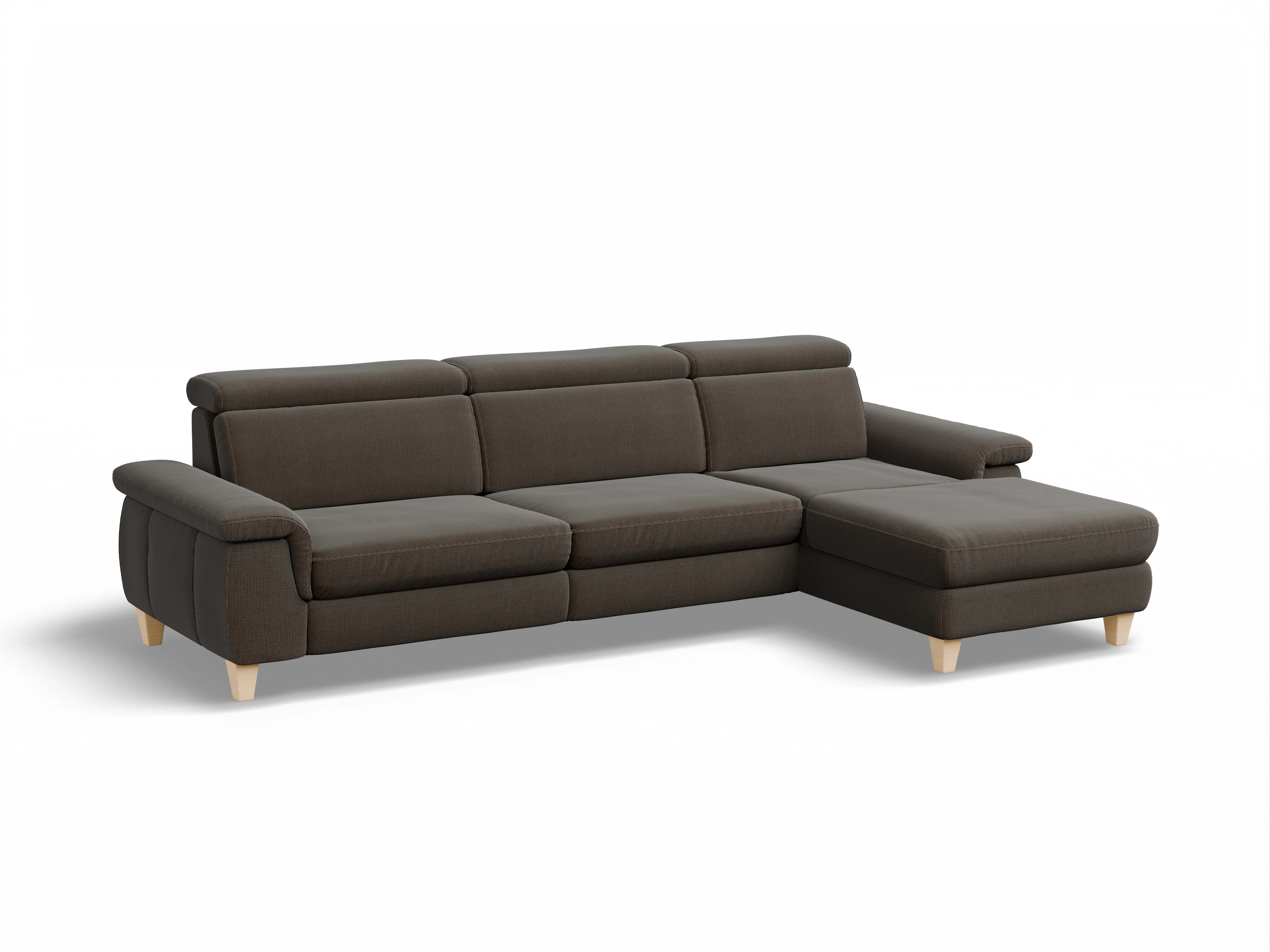 München LO Large R Ansicht des Produktes München Ecksofa rechts Abschluss offen in Stoff Braun