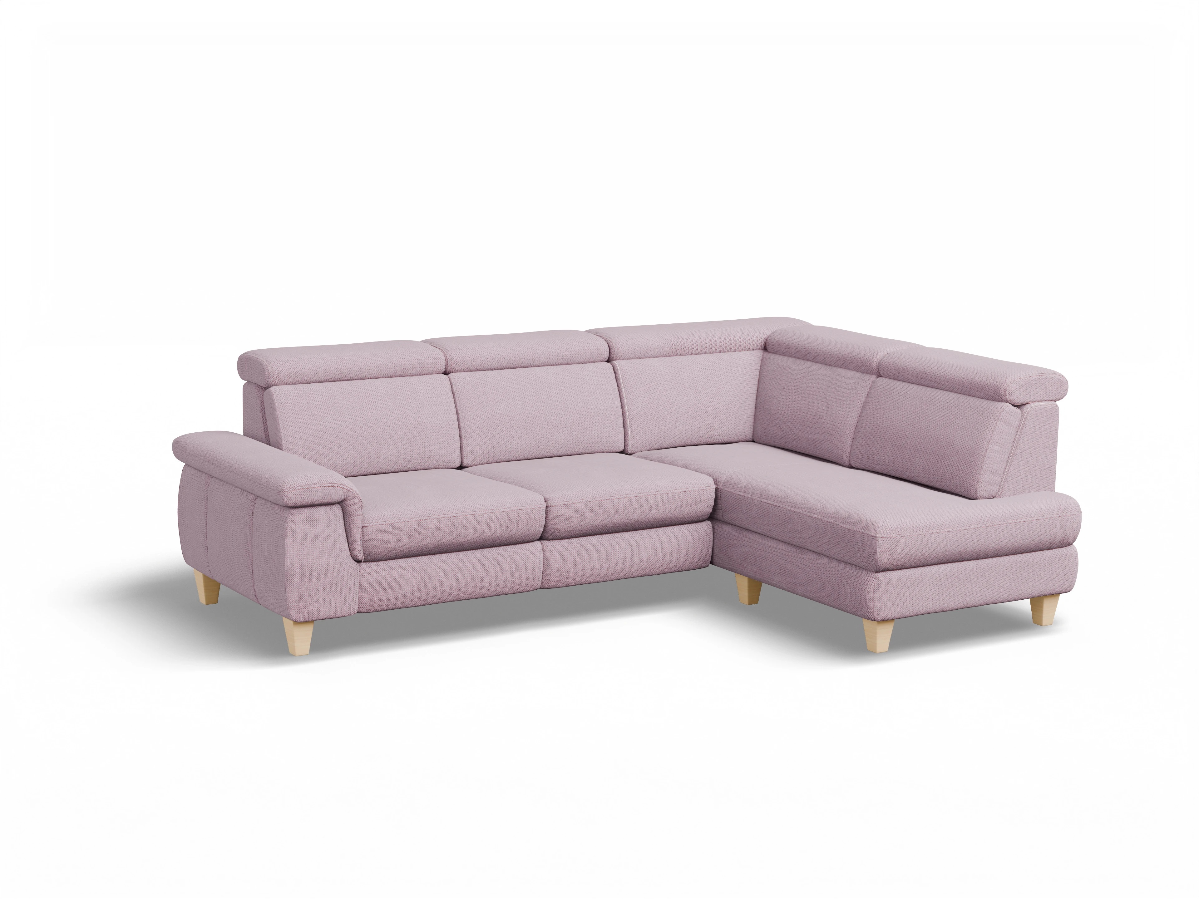 München KO Medium R Ansicht des Produktes München Ecksofa rechts Abschluss offen in Stoff Rosa