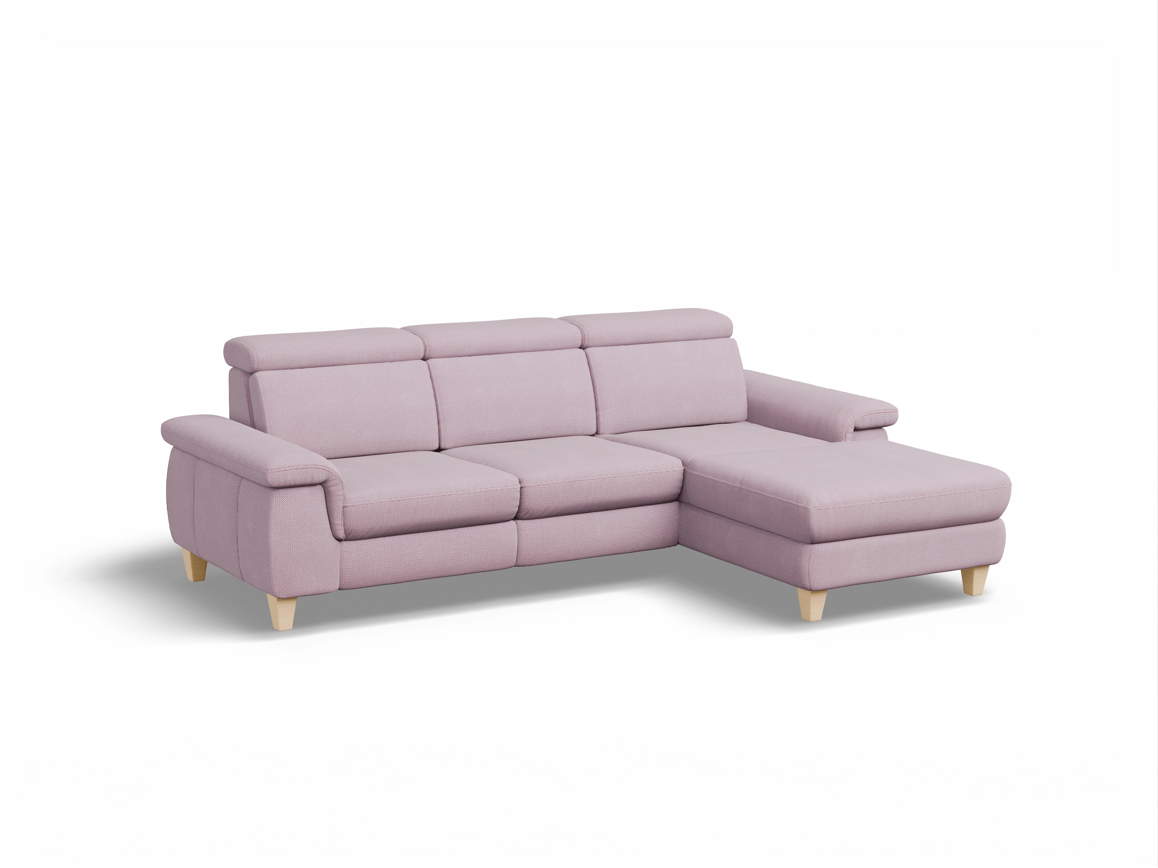 München LO Medium R Ansicht des Produktes München Ecksofa rechts Abschluss offen in Stoff Rosa