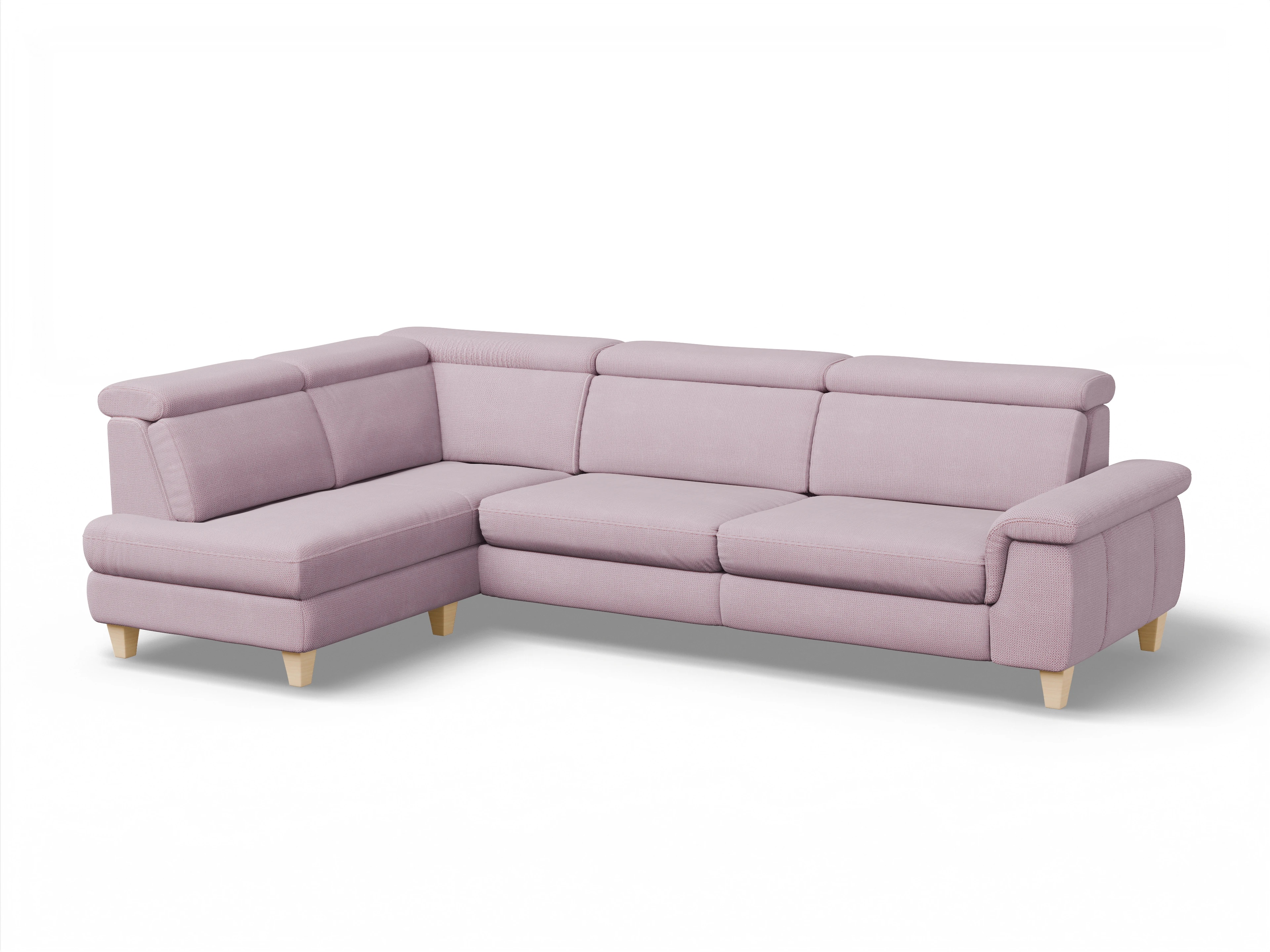 München KO Large L Ansicht des Produktes München Ecksofa links Abschluss offen in Stoff Rosa
