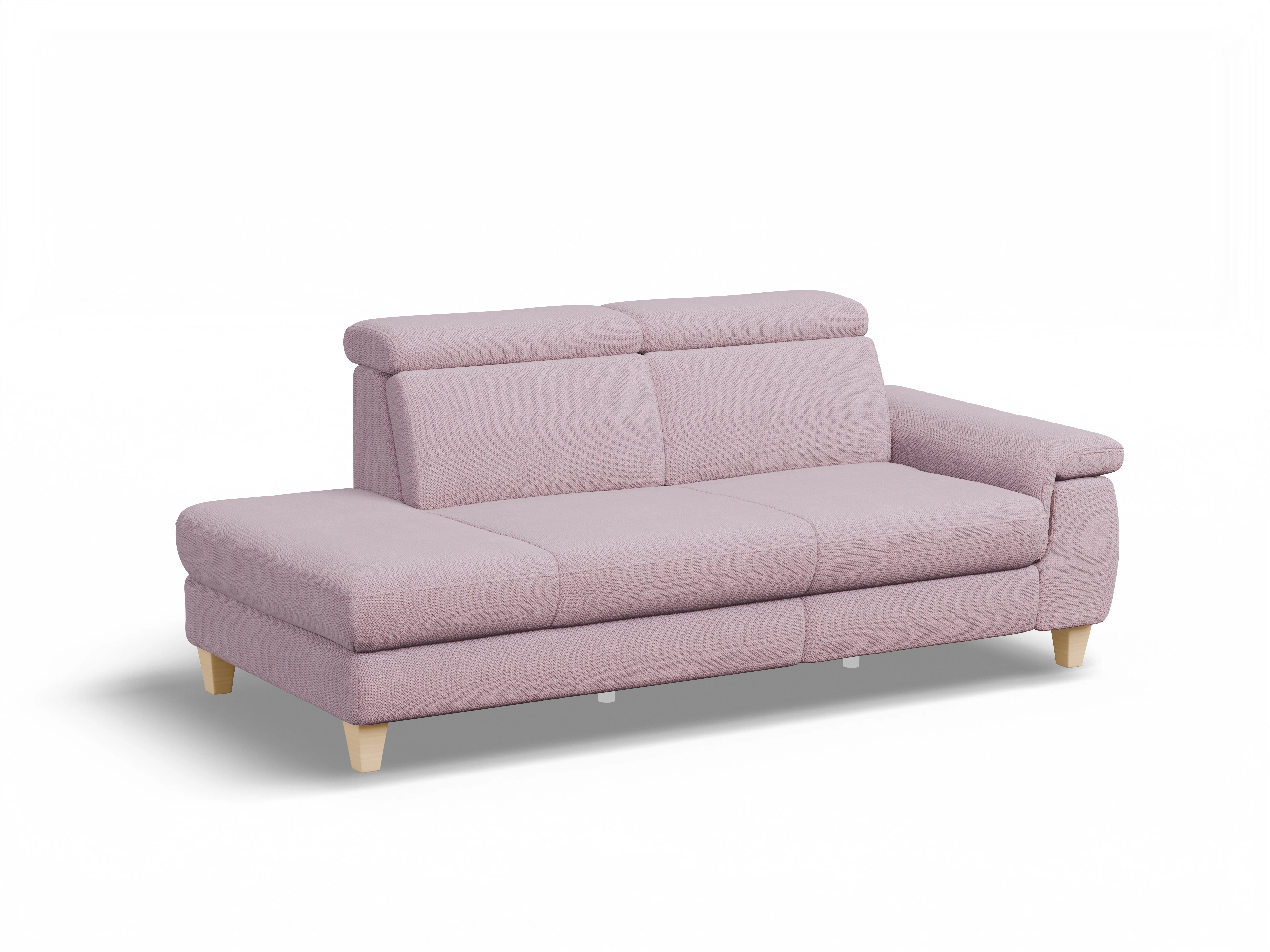 München Recamiere rechts Ansicht des Produktes München Ottomane ohne Bettkasten in Stoff Rosa