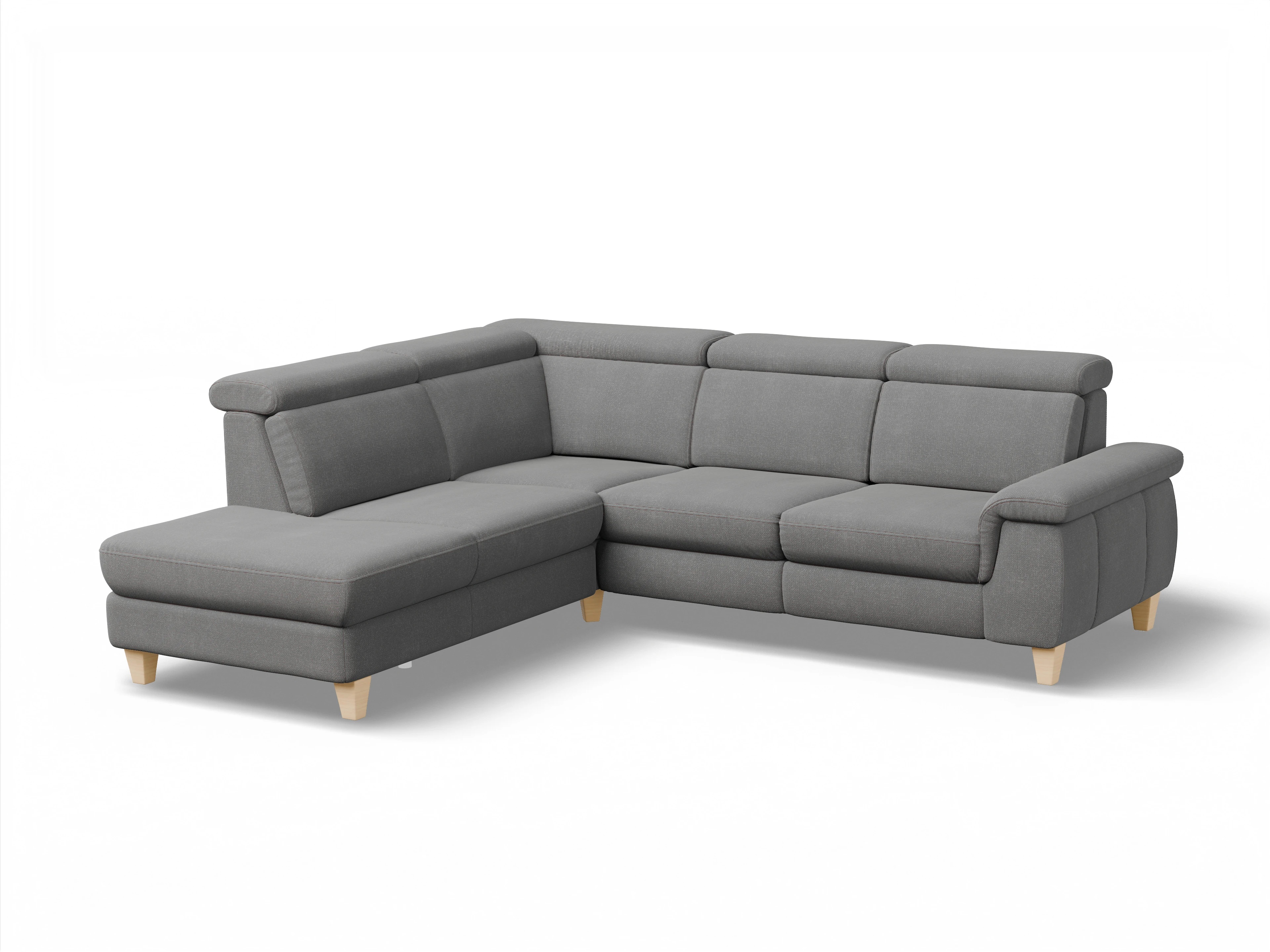 München 1AH WEkl Medium L Ansicht des Produktes München Ecksofa links mit Armlehne in Stoff Grau
