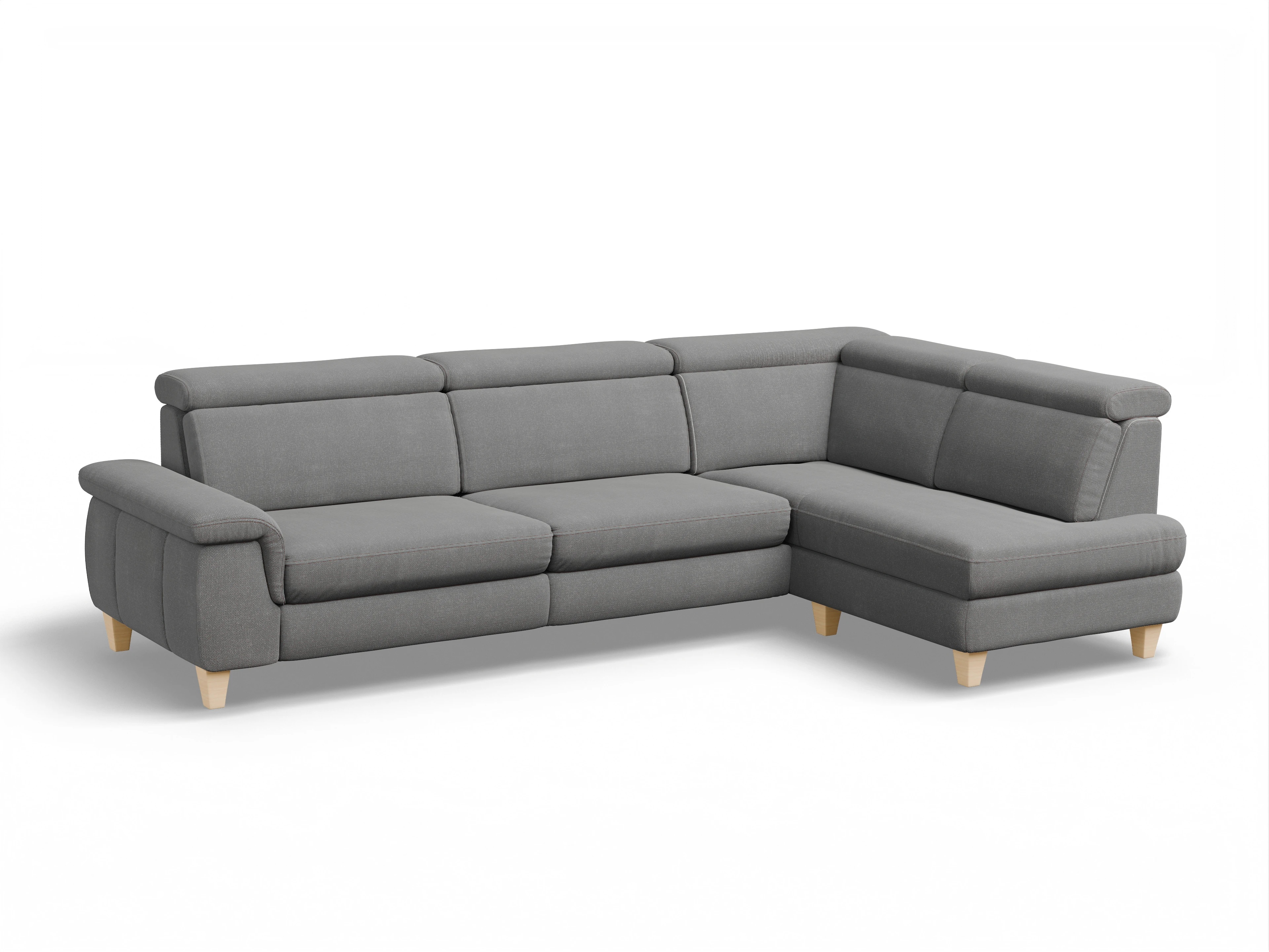 Ansicht des Produktes München Ecksofa rechts Abschluss offen in Stoff Grau