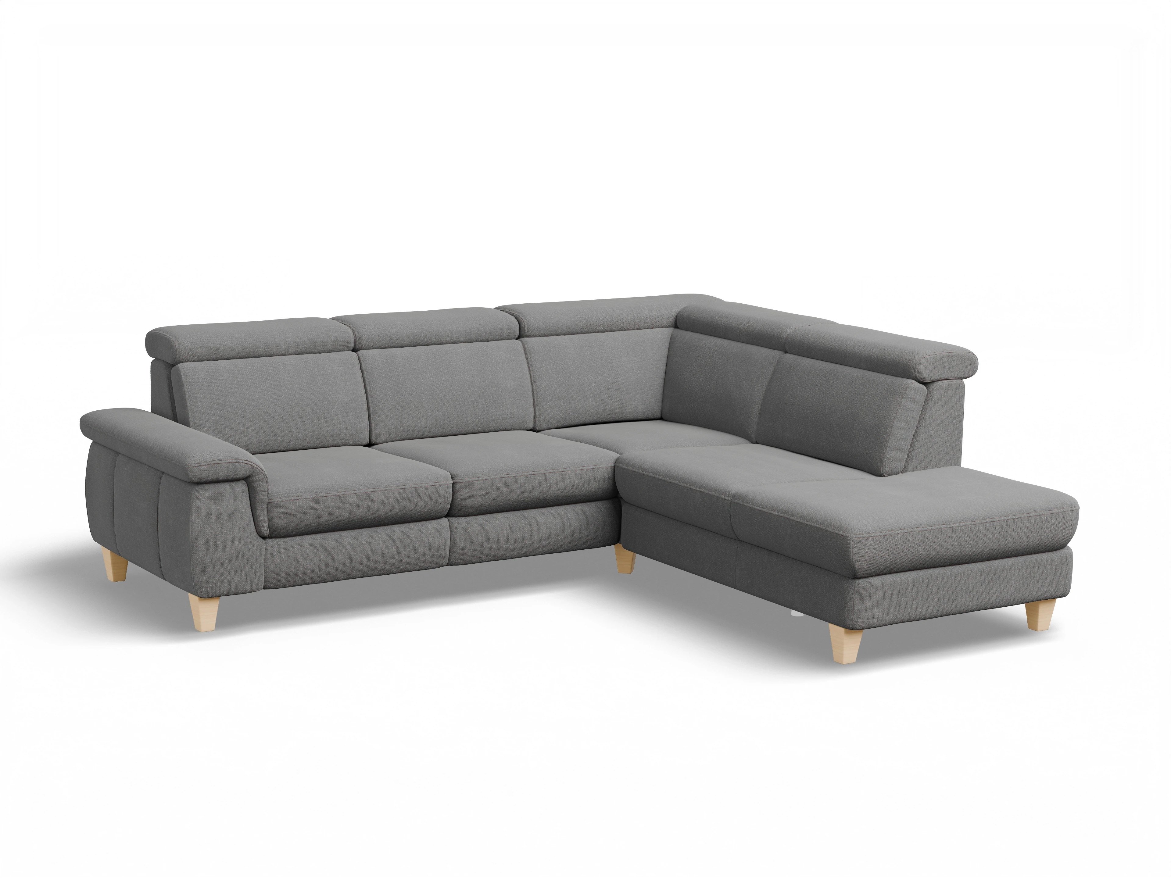 Ansicht des Produktes München Ecksofa rechts Abschluss offen in Stoff Grau