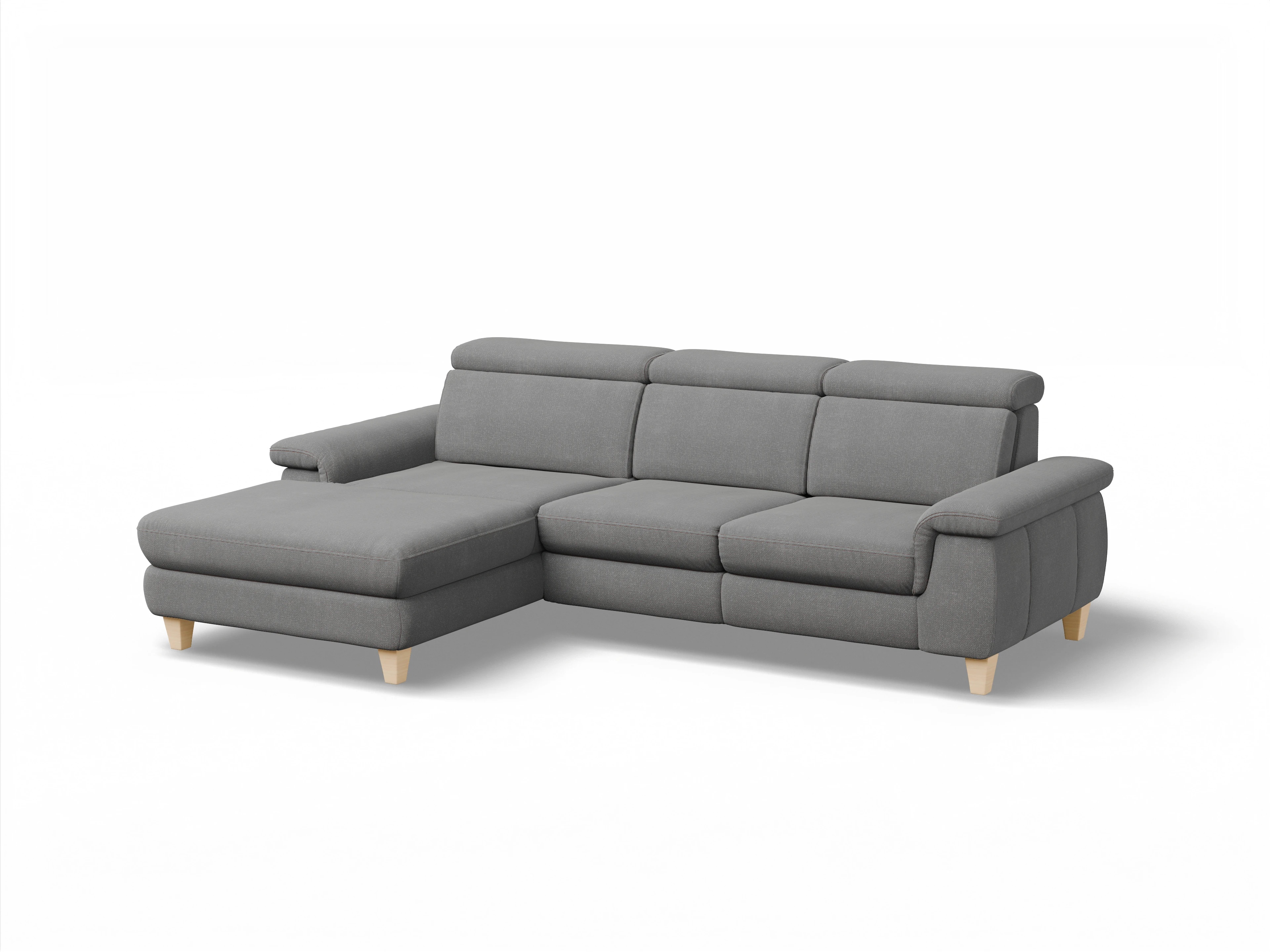 Ansicht des Produktes München Ecksofa links Abschluss offen in Stoff Grau