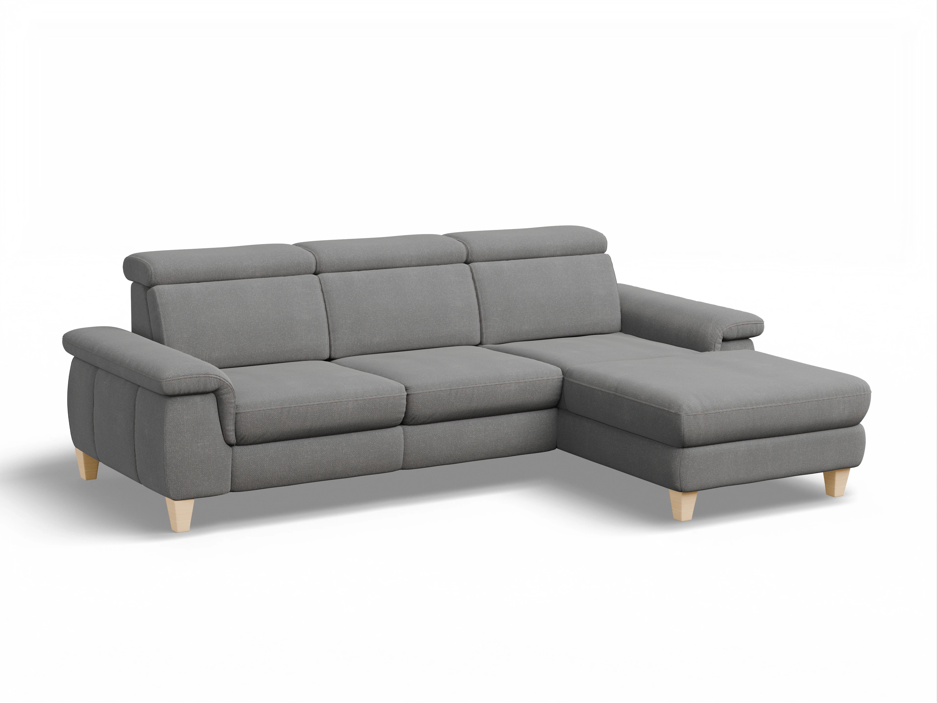 Ansicht des Produktes München Ecksofa rechts Abschluss offen in Stoff Grau