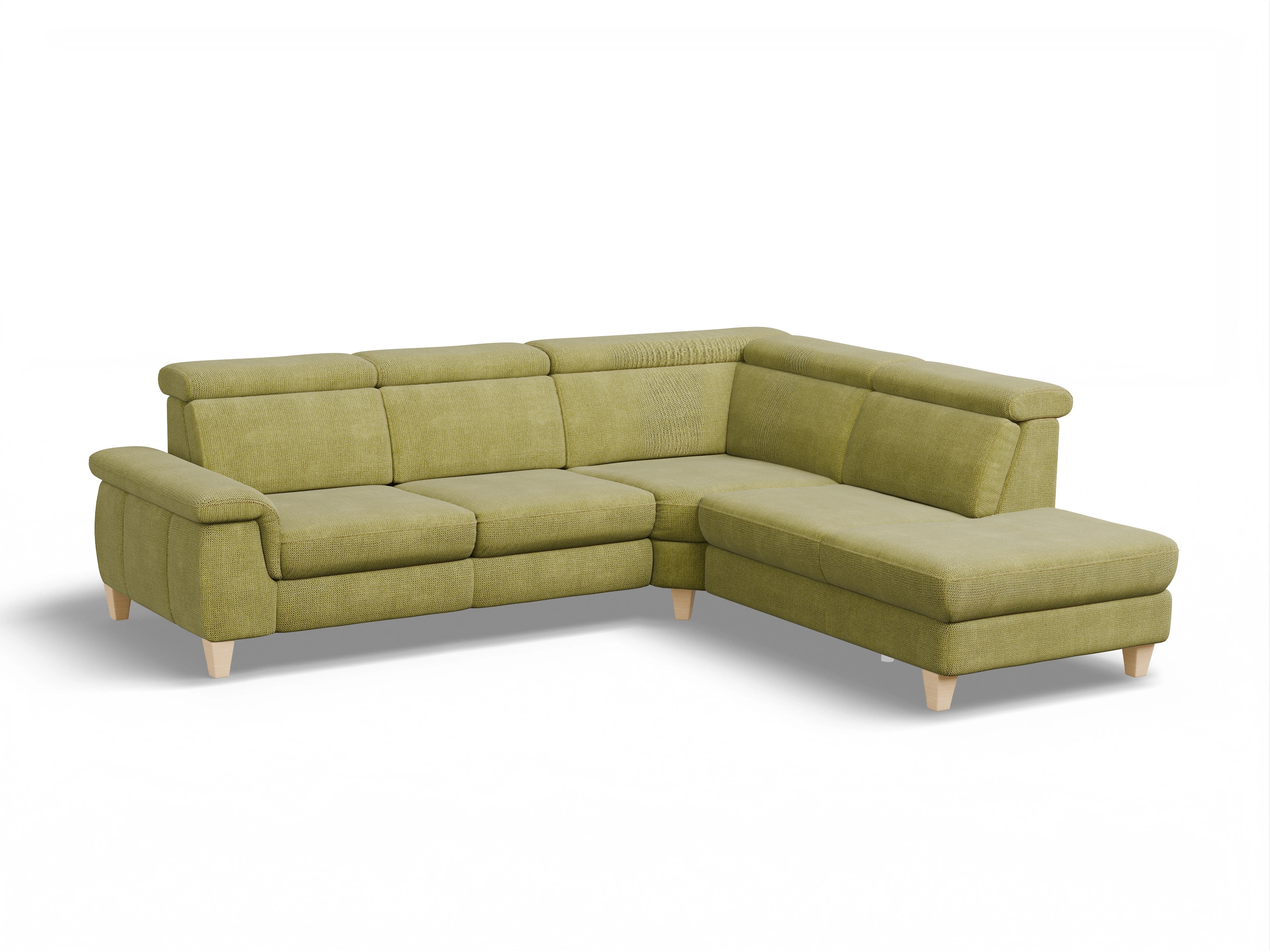 München 1Aho WE Small R Ansicht des Produktes München Ecksofa rechts Abschluss offen in Stoff Grün