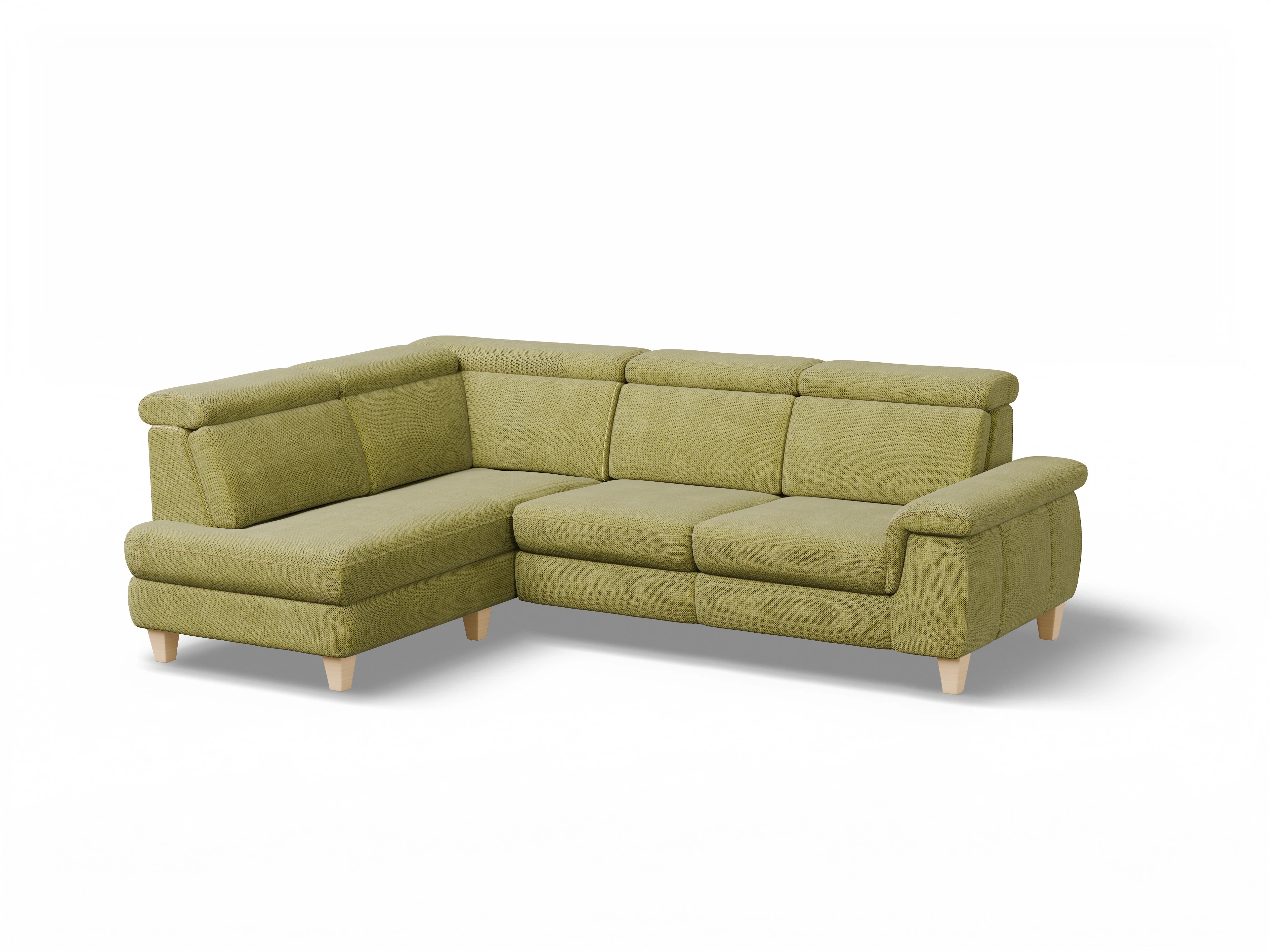 München KO Medium L Ansicht des Produktes München Ecksofa links Abschluss offen in Stoff Grün