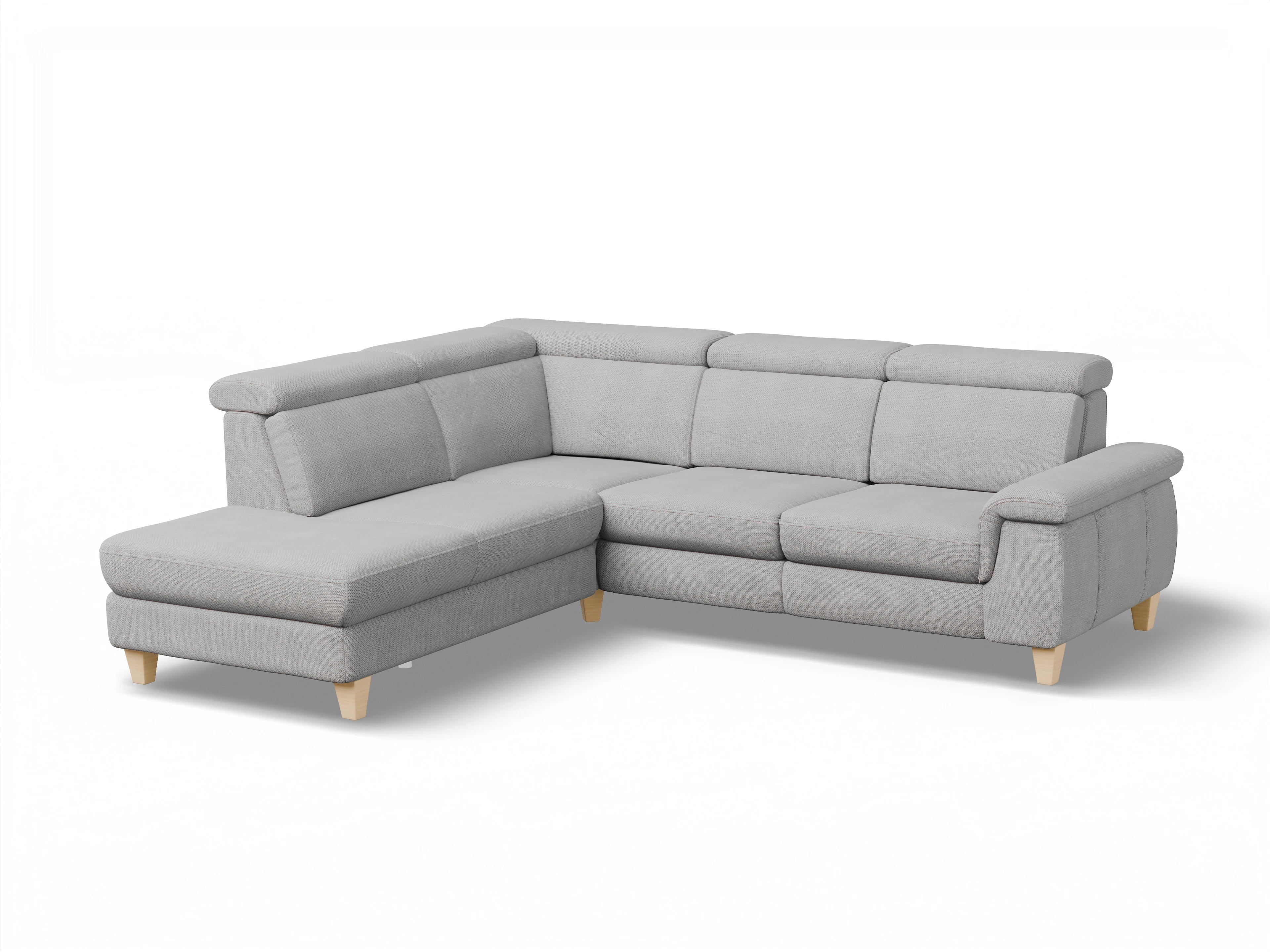 München 1AH WEkl Medium L Ansicht des Produktes München Ecksofa links mit Armlehne in Stoff Grau