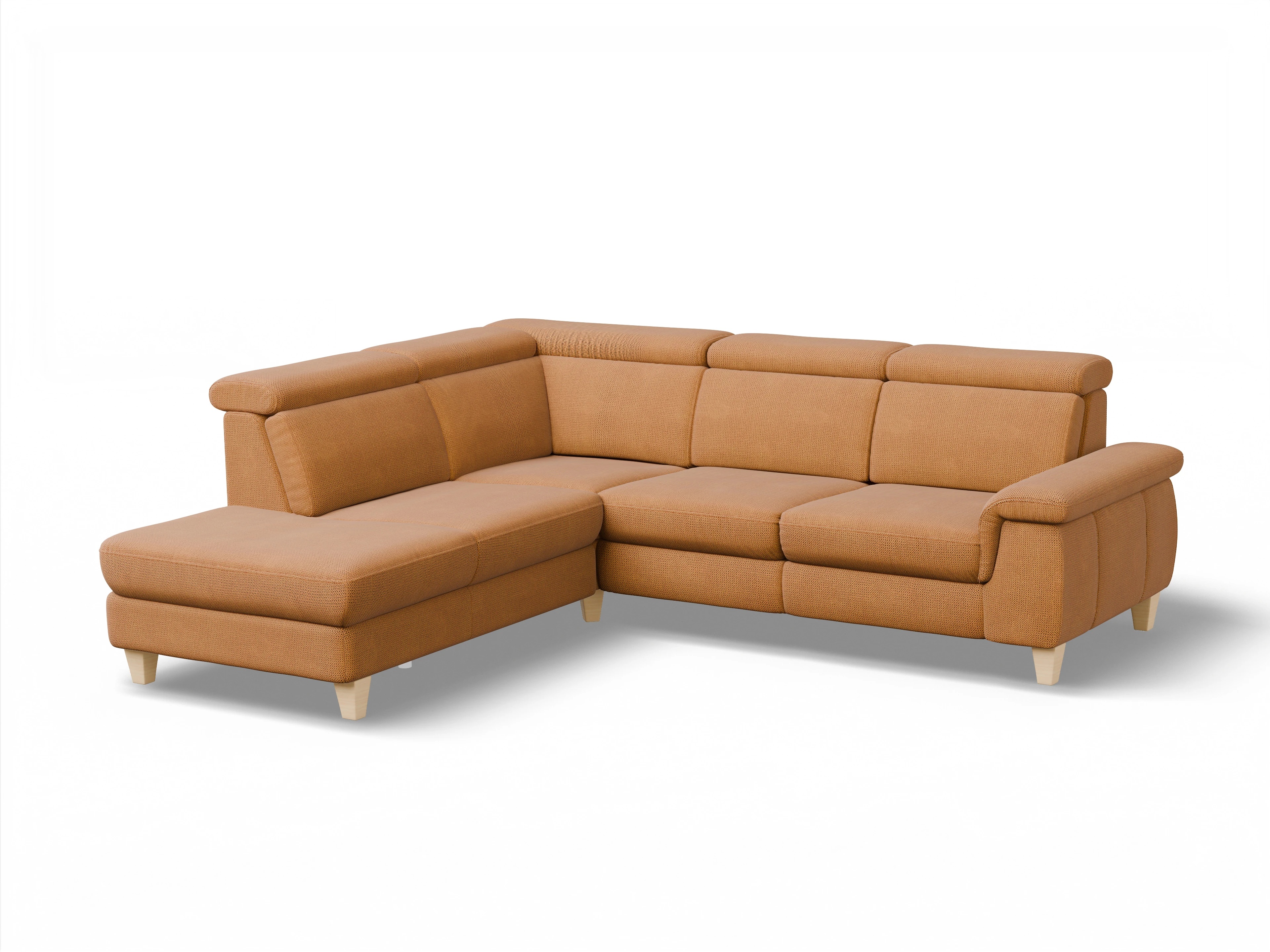 Ansicht des Produktes München Ecksofa links mit Armlehne in Stoff Gelb