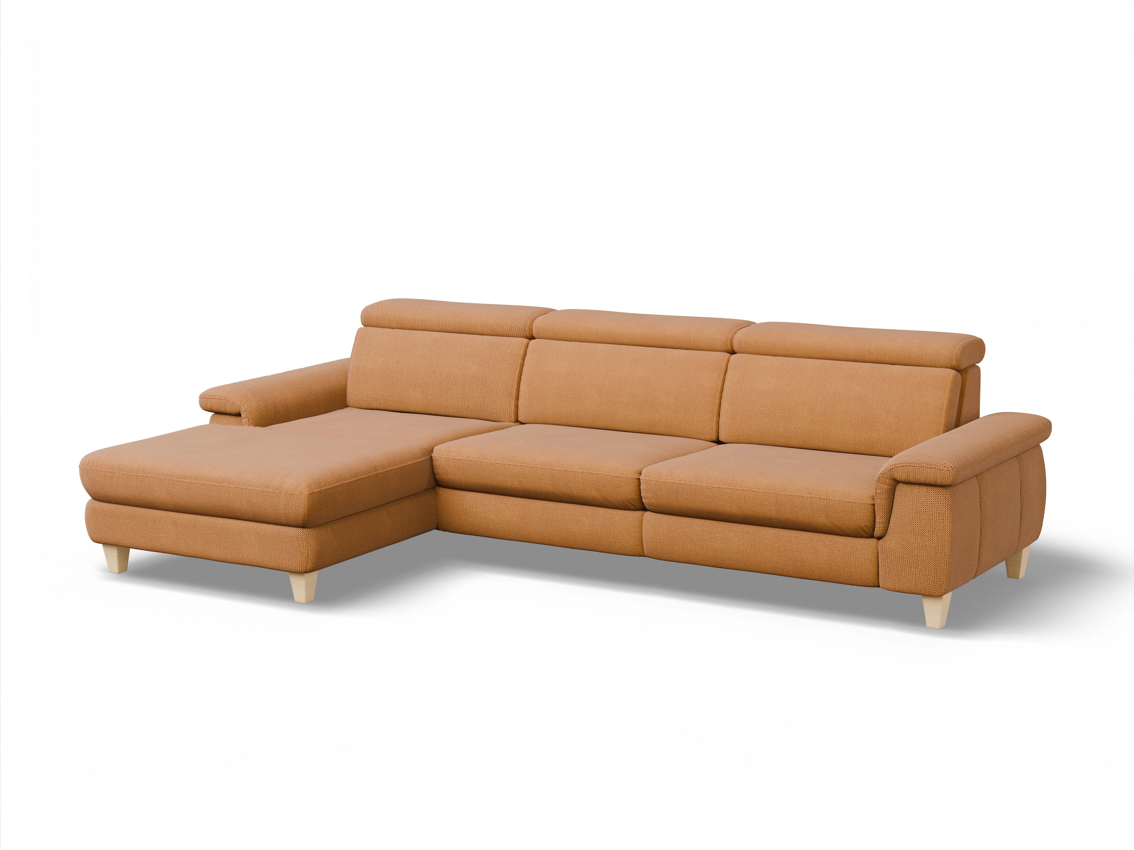 München LOgroß Large L Ansicht des Produktes München Ecksofa links Abschluss offen in Stoff Gelb