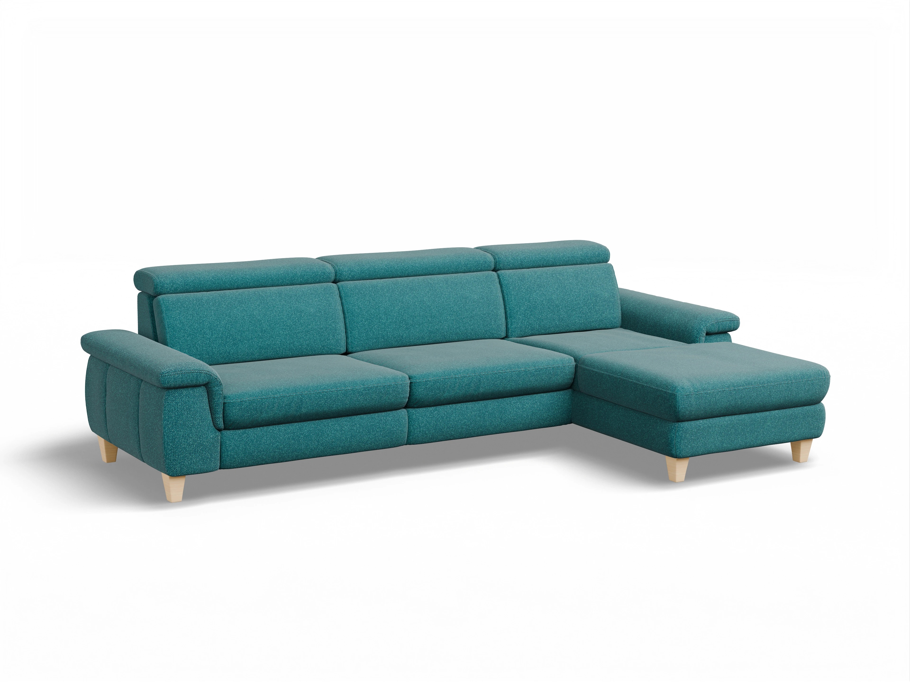 München LO Large R Ansicht des Produktes München Ecksofa rechts Abschluss offen in Stoff Blau