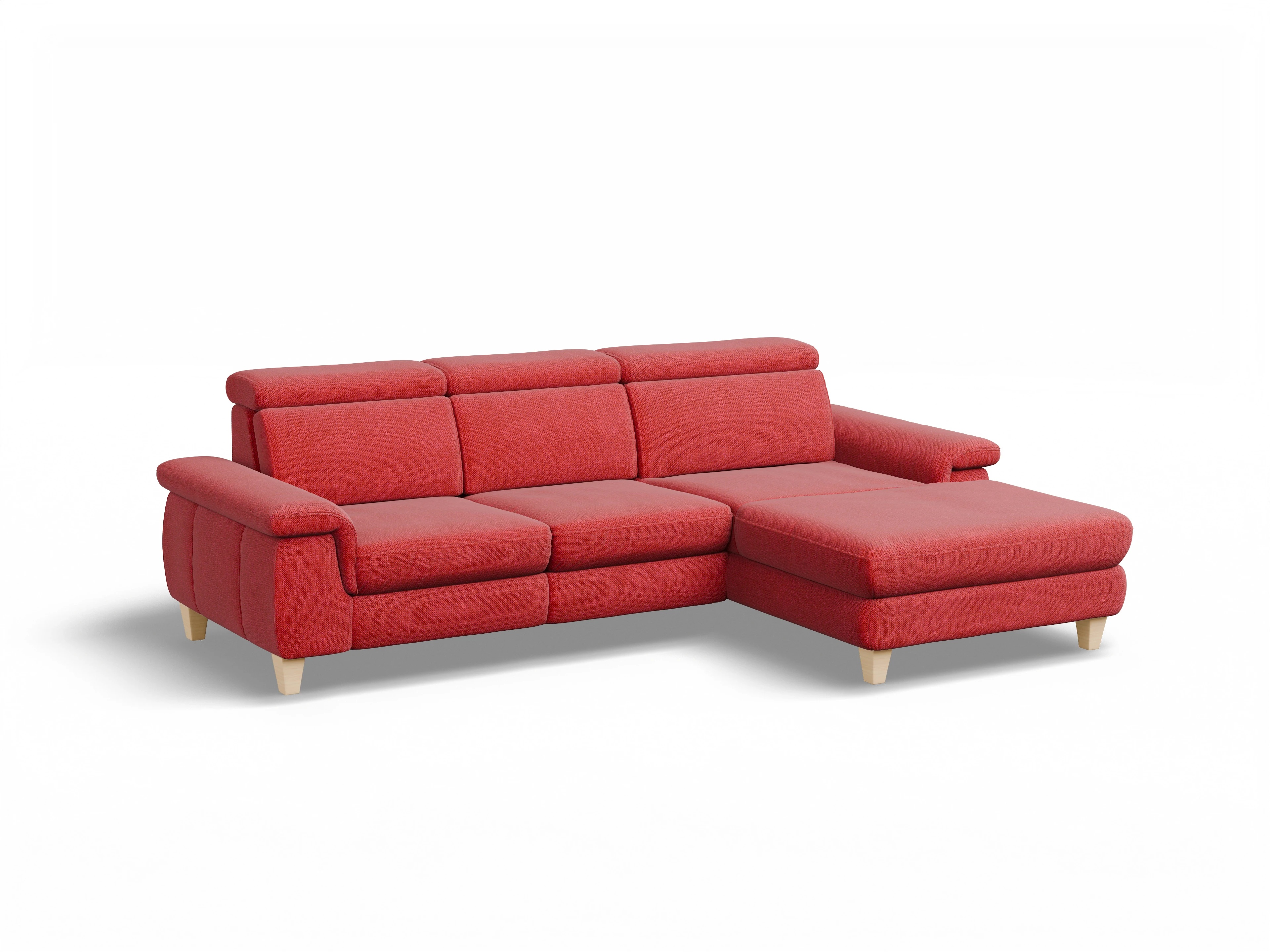 Ansicht des Produktes München Ecksofa rechts Abschluss offen in Stoff Rot